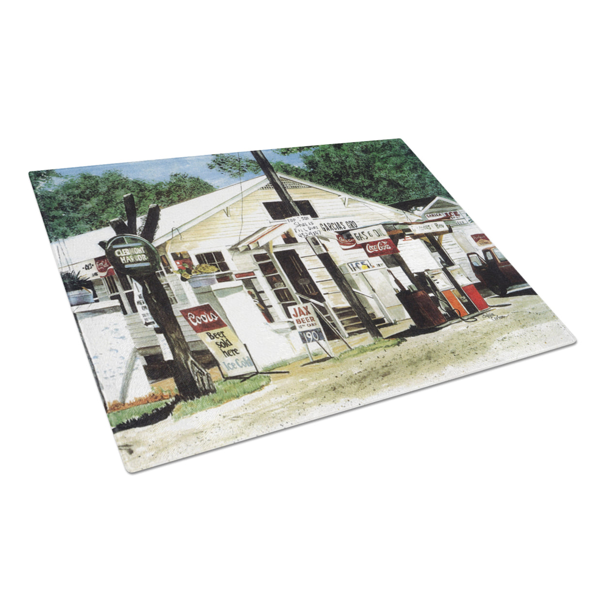 Caroline's Treasures Garcia's Grocery Glass Cutting Board Large