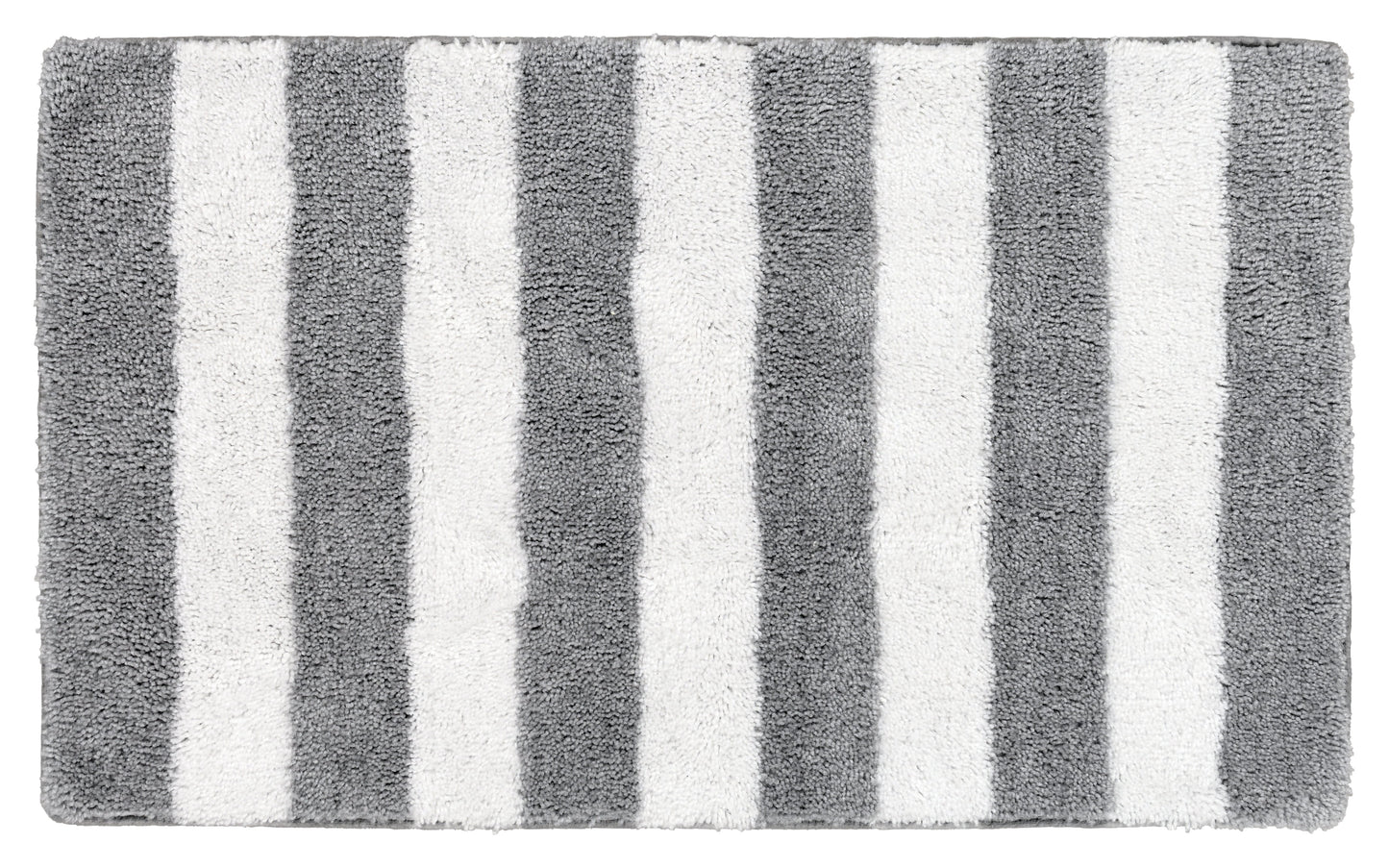 Garland Rug Beach Stripe Washable Platinum Gray/White Bathroom Rug, 21" x 34"