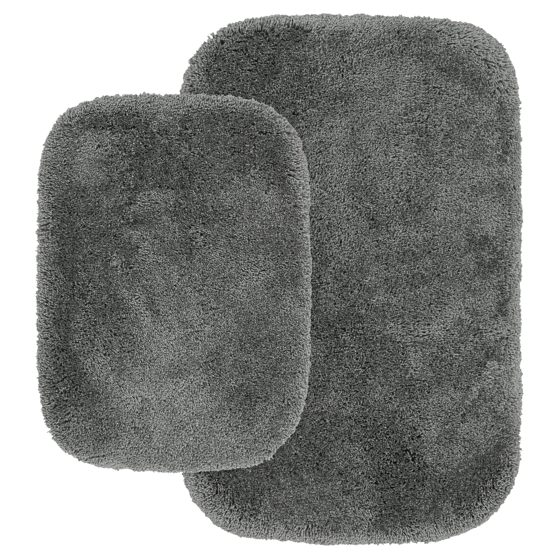 Garland Rug Finest Luxury Washable Bath Rug Set, 2 Piece Set (17"x24" Bath Rug, & 21"x34" Bath Rug) Dark Gray