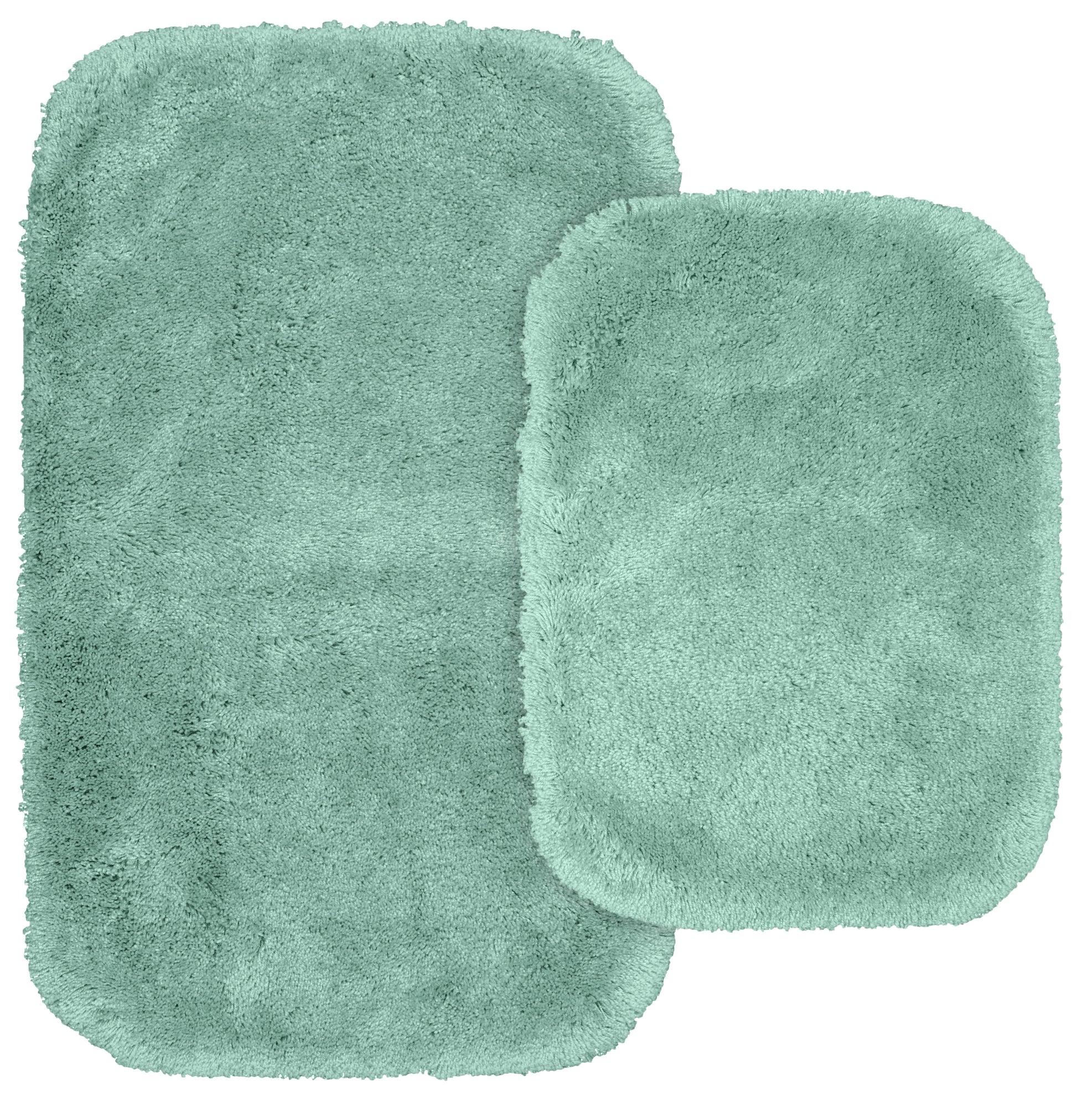 Garland Rug Finest Luxury Washable Bath Rug Set, 2 Piece Set (17"x24" Bath Rug, & 21"x34" Bath Rug) Sea Foam