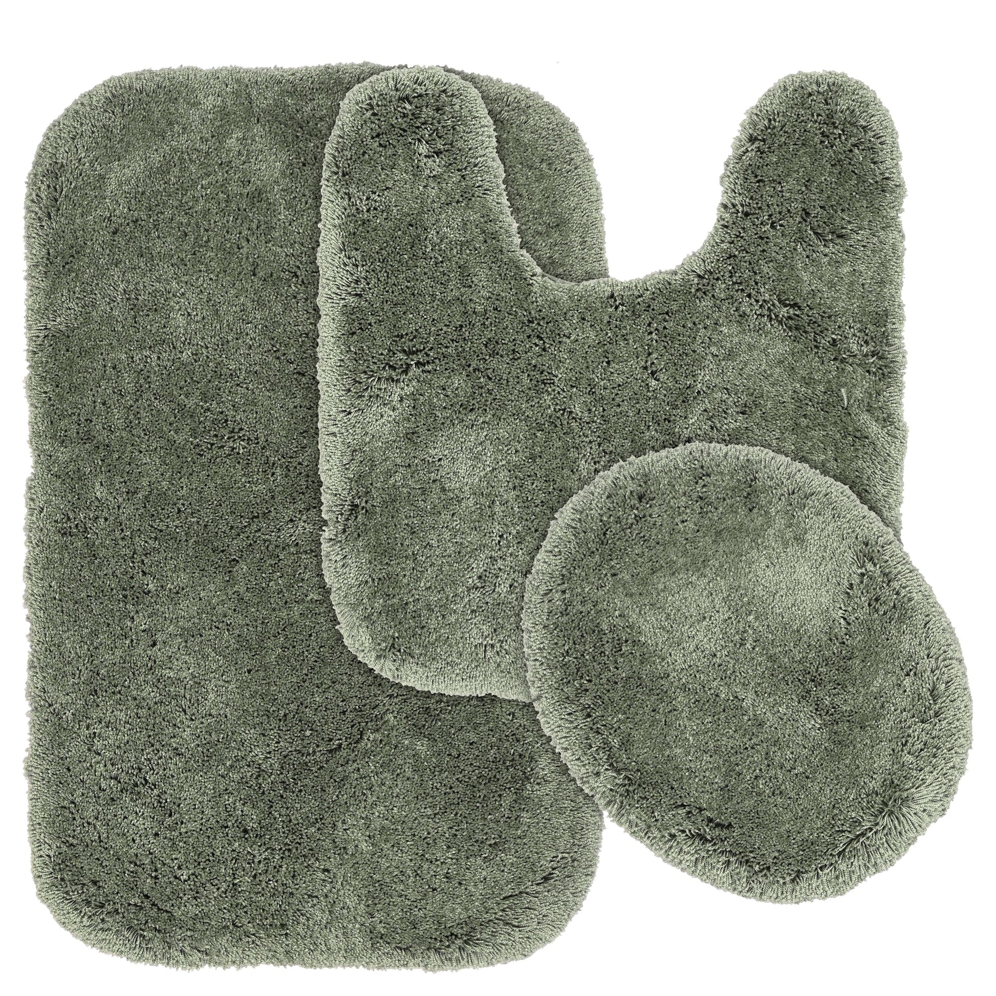 Garland Rug Finest Luxury Washable Bath Set, 3 Piece Set (21"x34" Bath Rug, Contour Rug, & Toilet Lid) Deep Fern