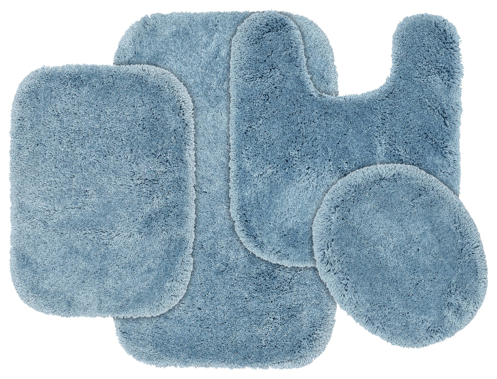 Garland Rug Finest Luxury Washable Bath Set, 4 Piece Set (2 Bath Rugs, Contour, & Lid) Basin Blue