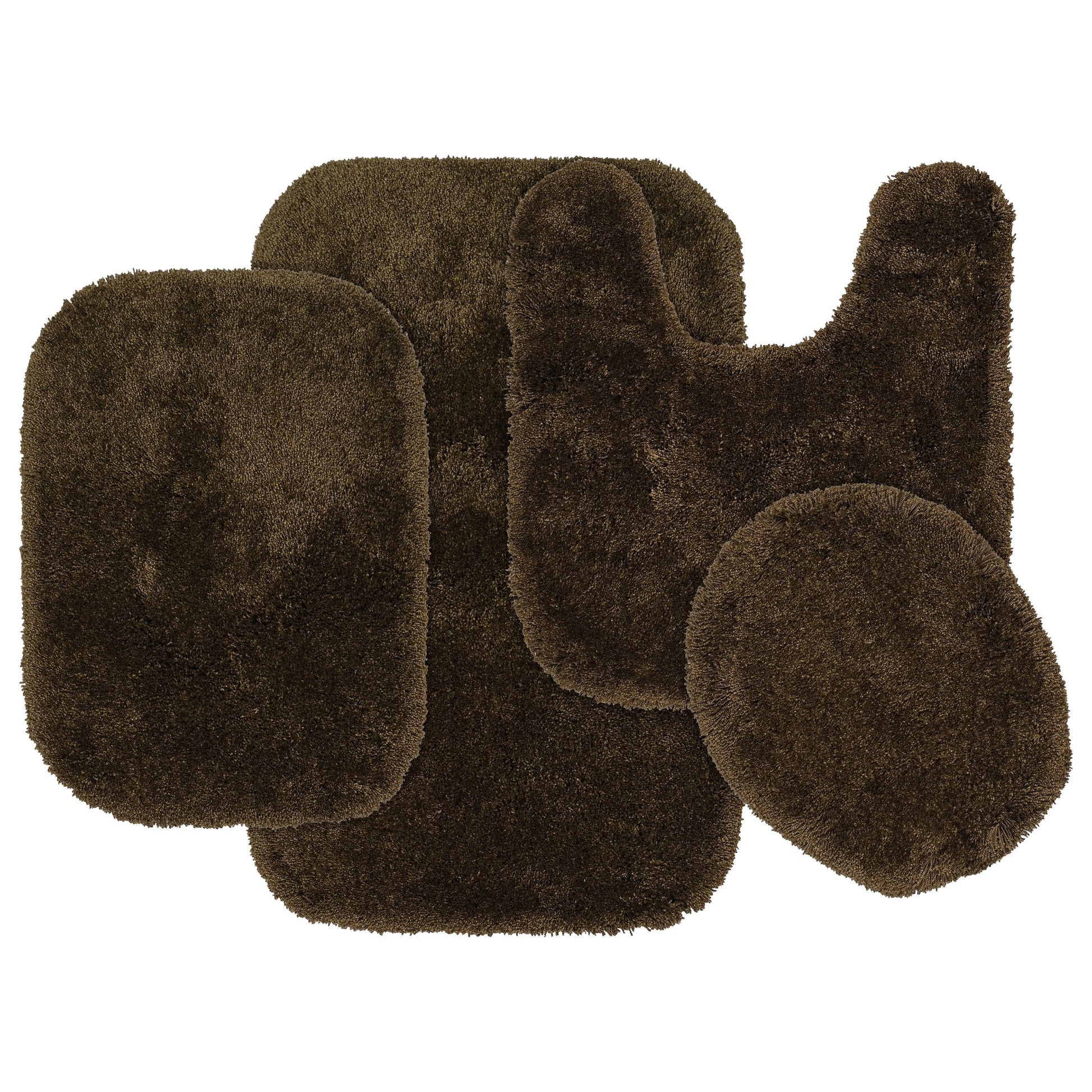 Garland Rug Finest Luxury Washable Bath Set, 4 Piece Set (2 Bath Rugs, Contour, & Lid) Chocolate