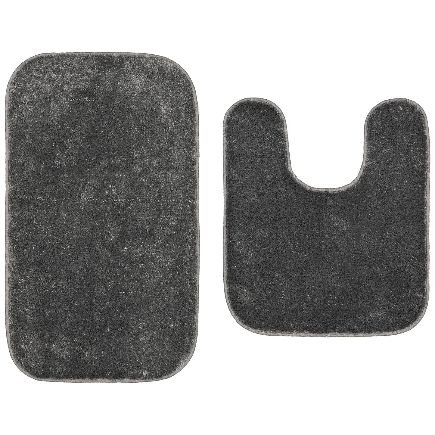 Garland Rug Gramercy Washable Bath Rug Set, 2-Piece (20"x34" & Contour Rug) Cinder Gray