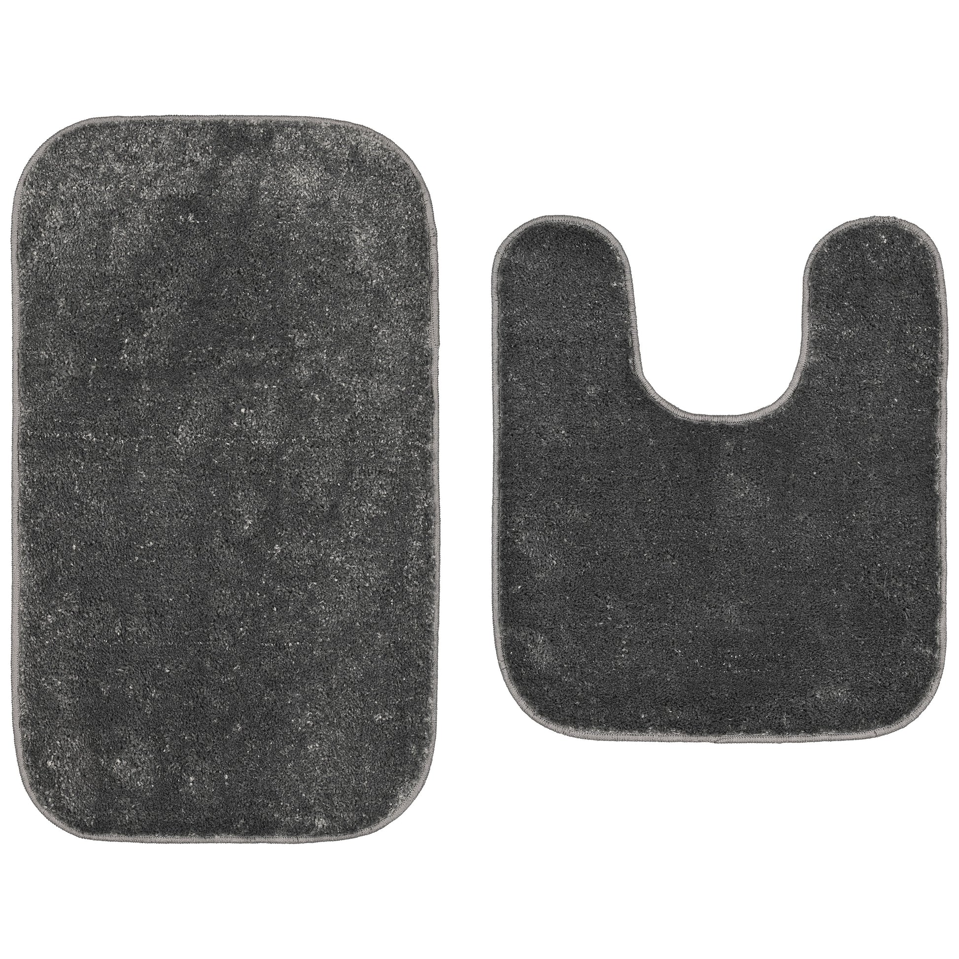 Garland Rug Gramercy Washable Bath Rug Set, 2-Piece (20"x34" & Contour Rug) Cinder Gray