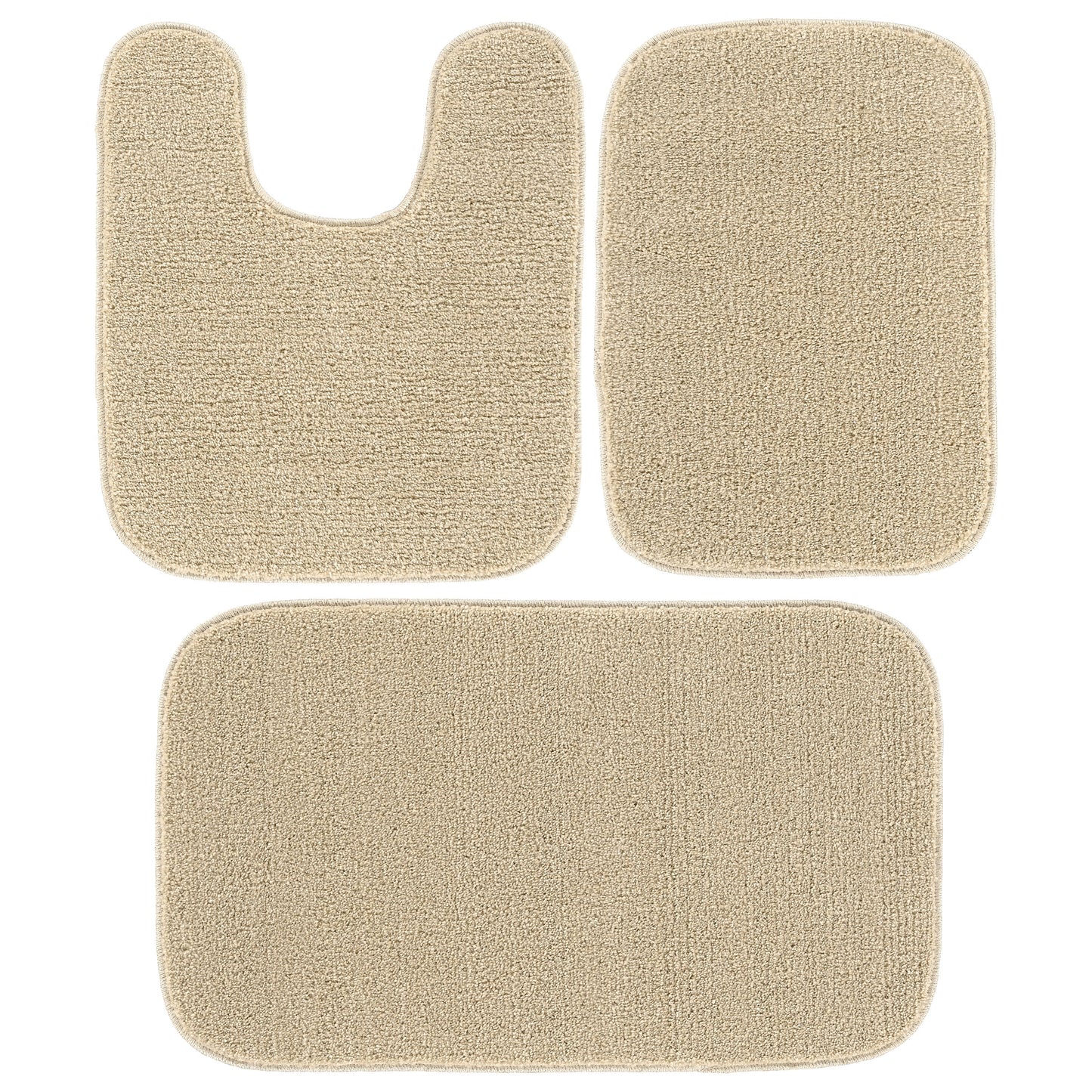 Garland Rug Gramercy Washable Bath Rug Set, 3-Piece (2 Bath Rugs, & Contour Rug) Champagne