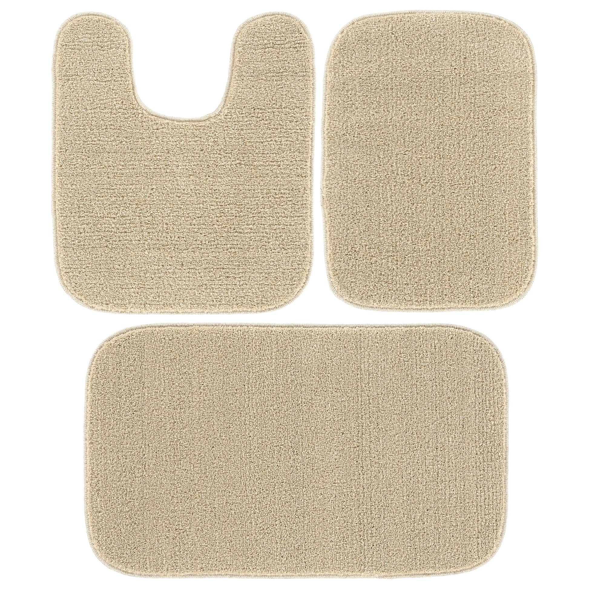 Garland Rug Gramercy Washable Bath Rug Set, 3-Piece (2 Bath Rugs, & Contour Rug) Champagne