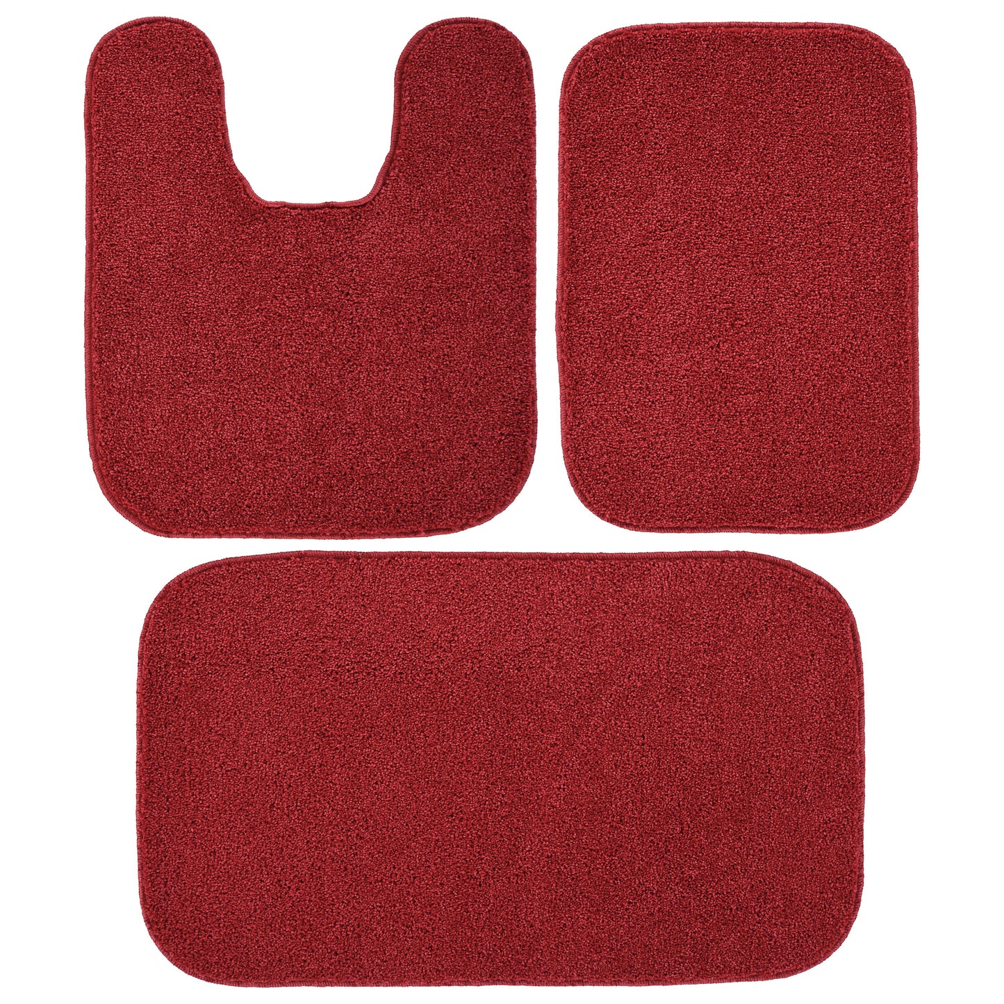 Garland Rug Gramercy Washable Bath Rug Set, 3-Piece (2 Bath Rugs, & Contour Rug) Classic Red