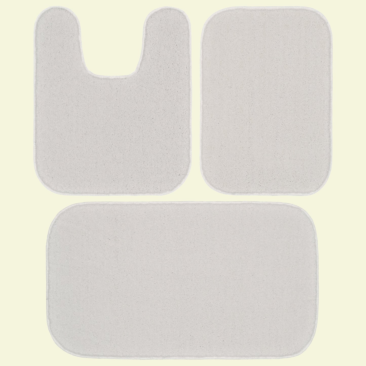 Garland Rug Gramercy Washable Bath Rug Set, 3-Piece (2 Bath Rugs, & Contour Rug) White