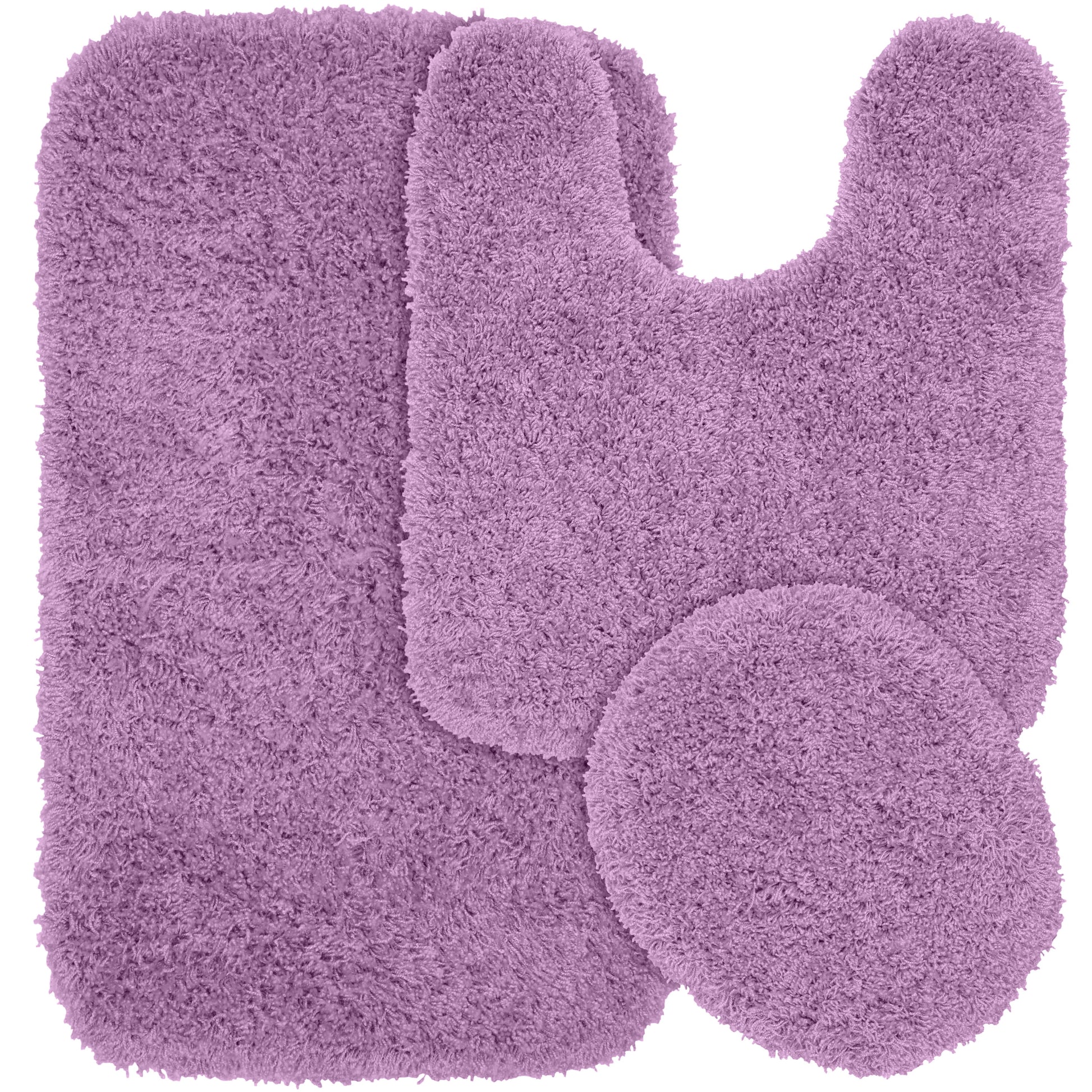 Garland Rug Jazz Juego de Alfombras de BaÃ±o Lavables, Juego de 3 Piezas (Alfombra de BaÃ±o de 21"x34", Alfombra Contorneada y Tapa de Inodoro) Morado