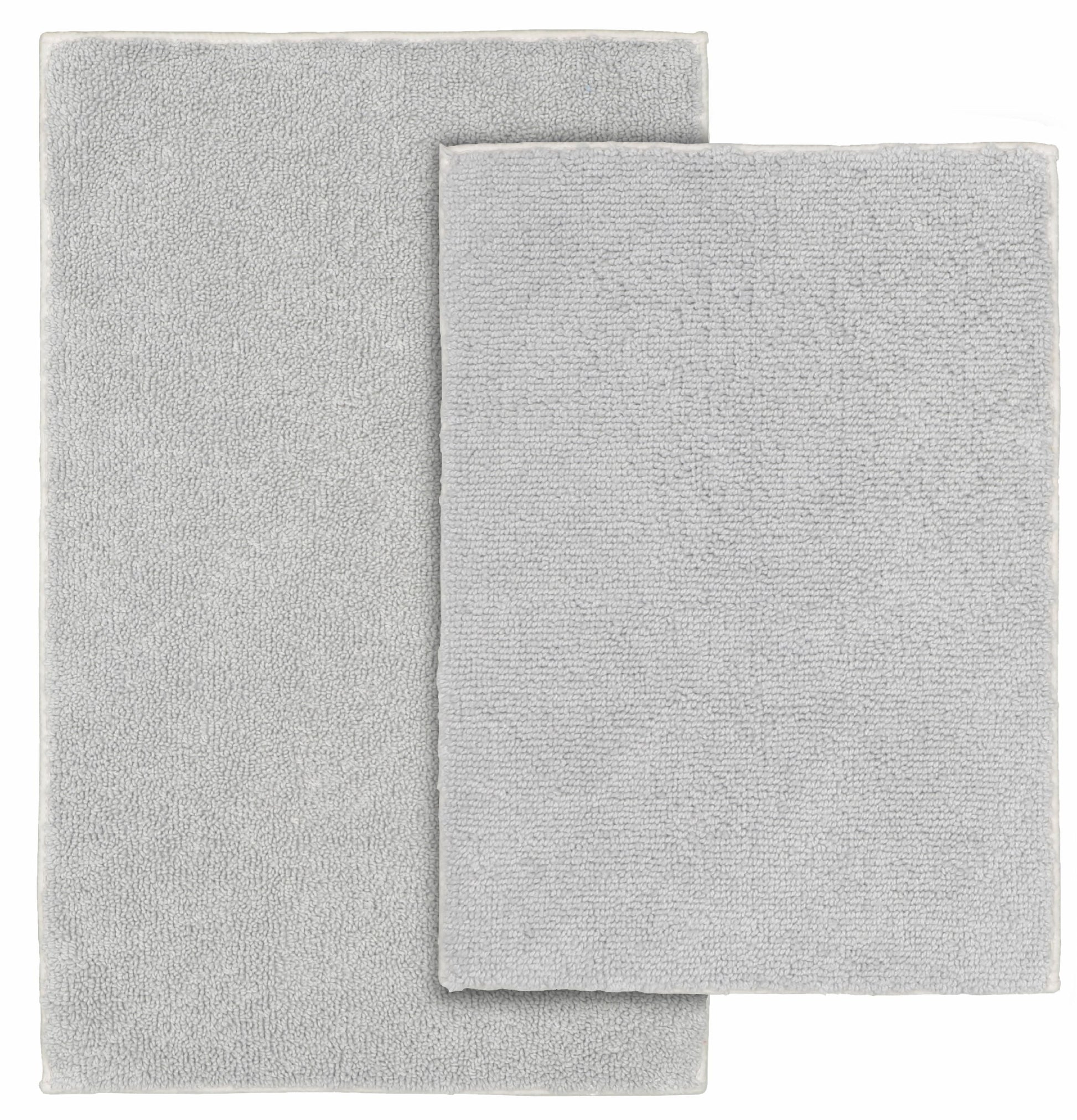Garland Rug Queen Cotton Washable Bath Rug Set, 2 Piece Set (17"x24" Bath Rug, & 21"x34" Bath Rug) Platinum Gray