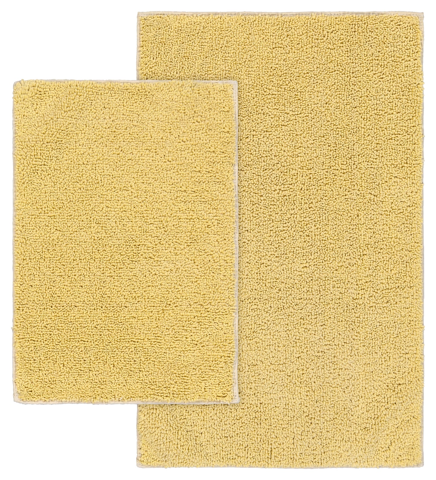 Garland Rug Queen Cotton Washable Bath Rug Set, 2 Piece Set (17"x24" Bath Rug, & 21"x34" Bath Rug) Soft Yellow