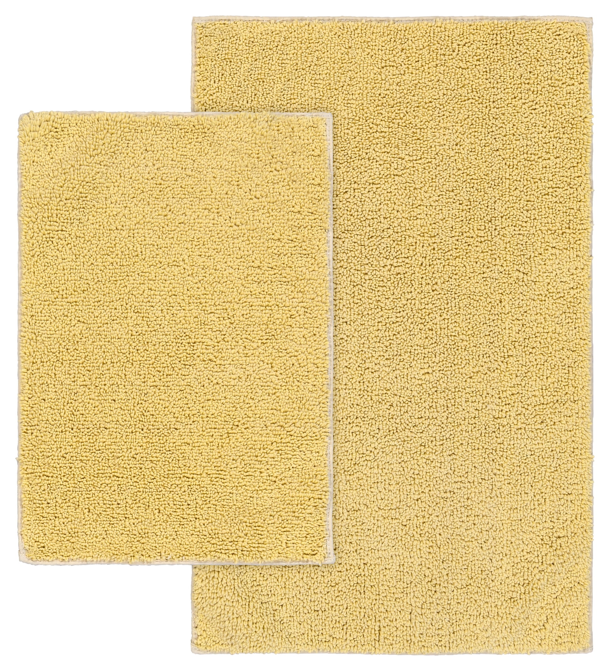 Garland Rug Queen Cotton Washable Bath Rug Set, 2 Piece Set (17"x24" Bath Rug, & 21"x34" Bath Rug) Soft Yellow