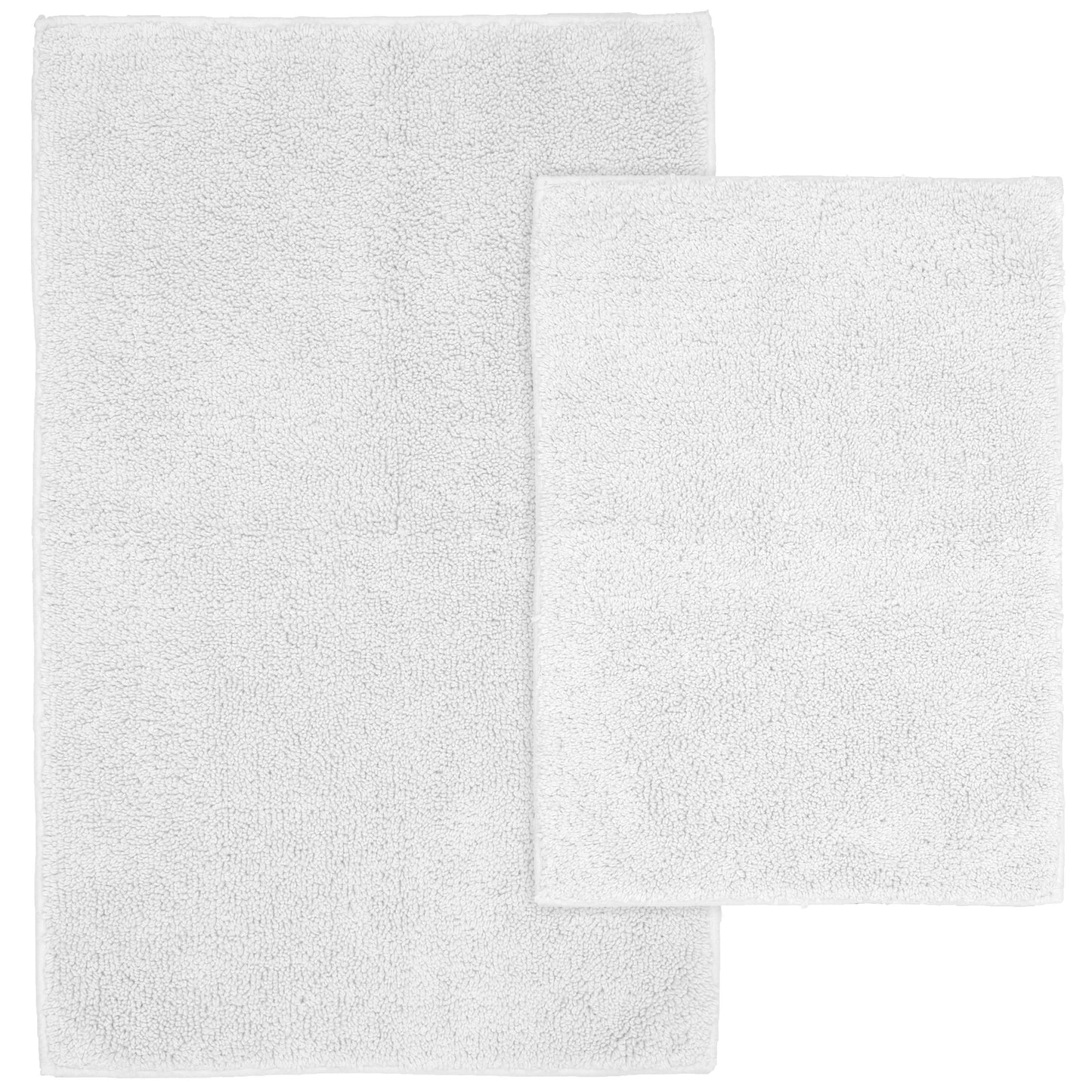 Garland Rug Queen Cotton Washable Bath Rug Set, 2 Piece Set (17"x24" Bath Rug, & 21"x34" Bath Rug) White