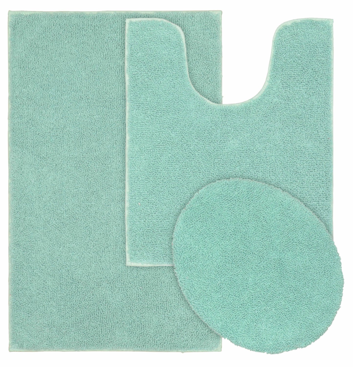 Garland Rug Queen Cotton Washable Bath Rug Set, 3 Piece Set (21"x34" Bath Rug, Contour Rug, & Toilet Lid) Sea Foam