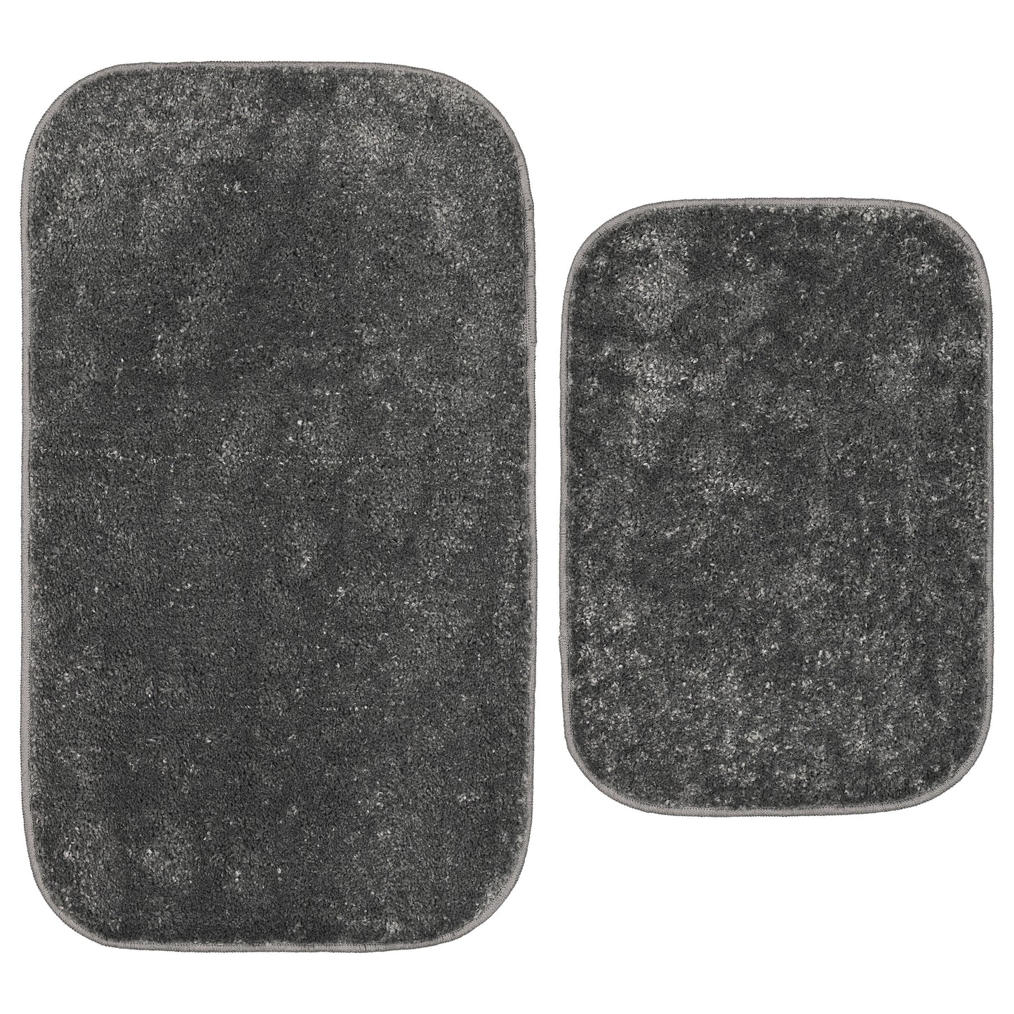 Garland Rug Sedona Washable Bath Rug Set, 2 Piece (21"x34" & 17"x24") Cinder Gray