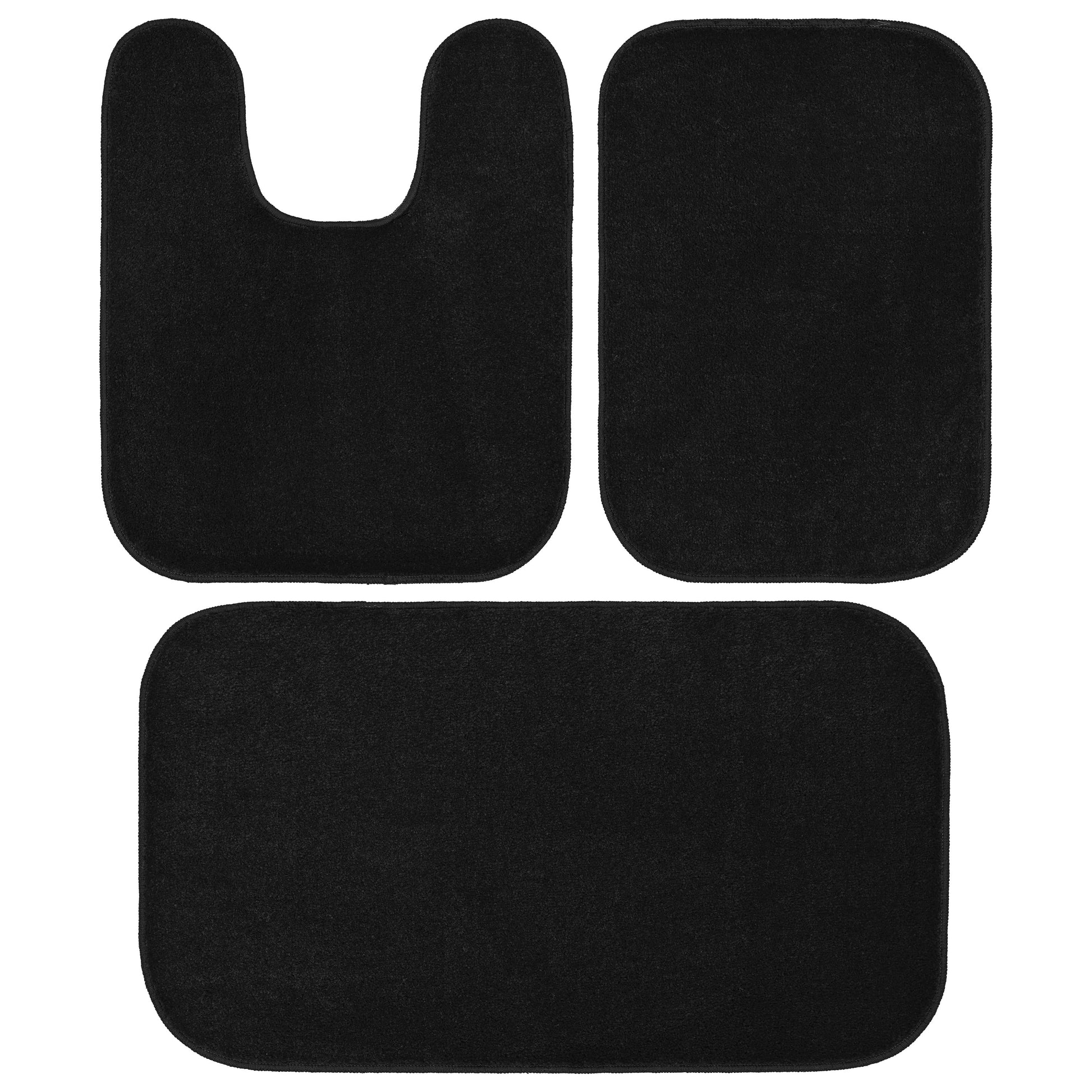 Garland Rug Sedona Washable Bath Rug Set, 3 Piece Set (2 Bath Rugs, & Contour Rug) Black