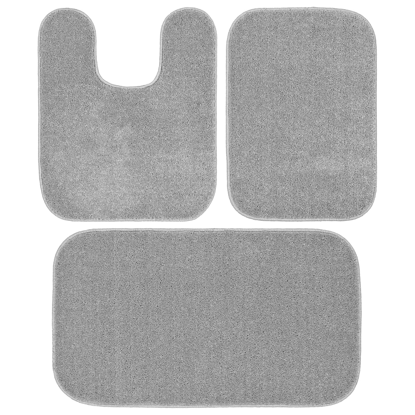 Garland Rug Sedona Washable Bath Rug Set, 3 Piece Set (2 Bath Rugs, & Contour Rug) Silver