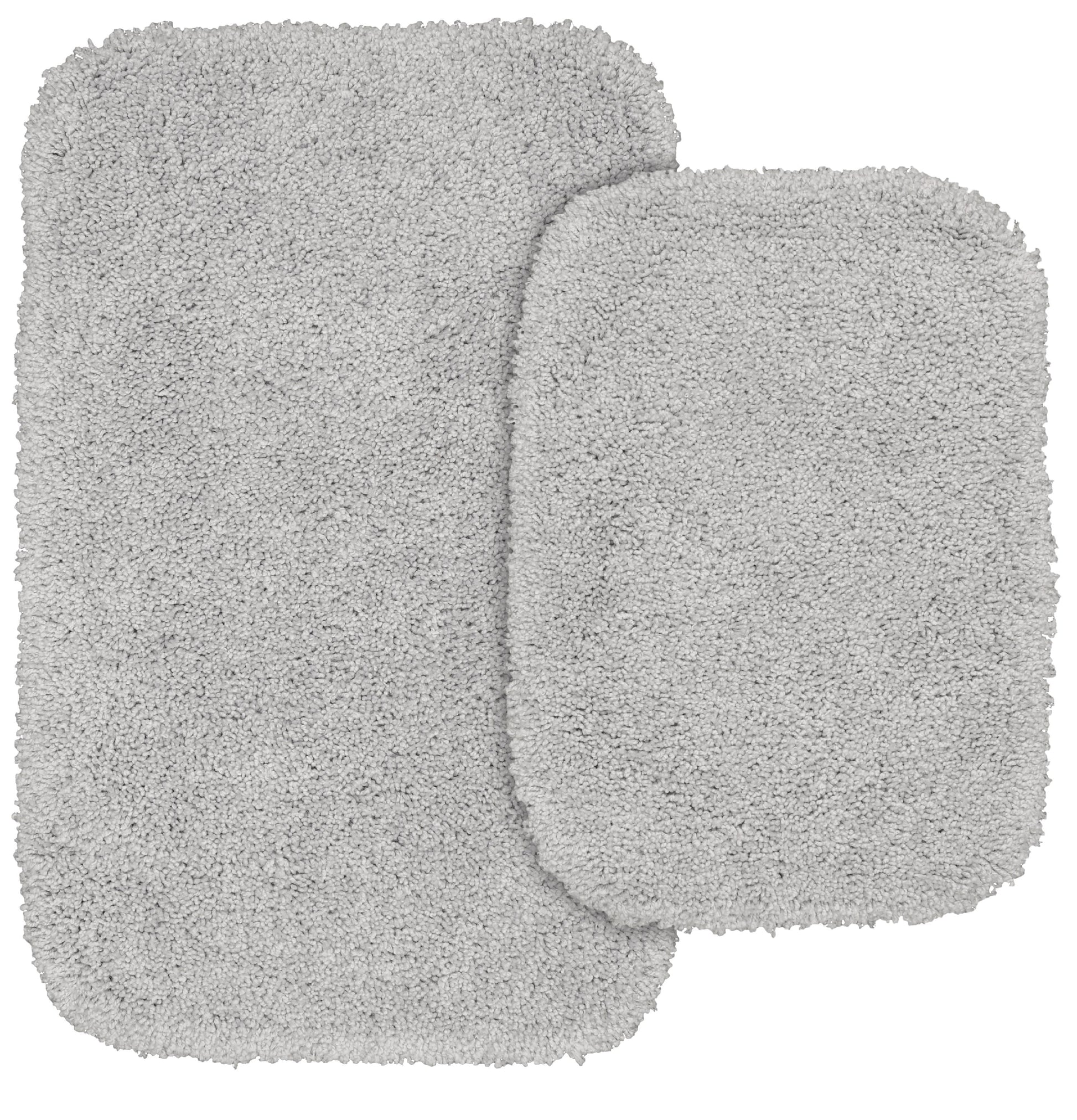 Garland Rug Serendipity Juego de Tapetes de BaÃ±o de Nailon Lavable, Juego de 2 Piezas (Tapete de BaÃ±o de 17"x24" y Tapete de BaÃ±o de 21"x34") Gris Platino