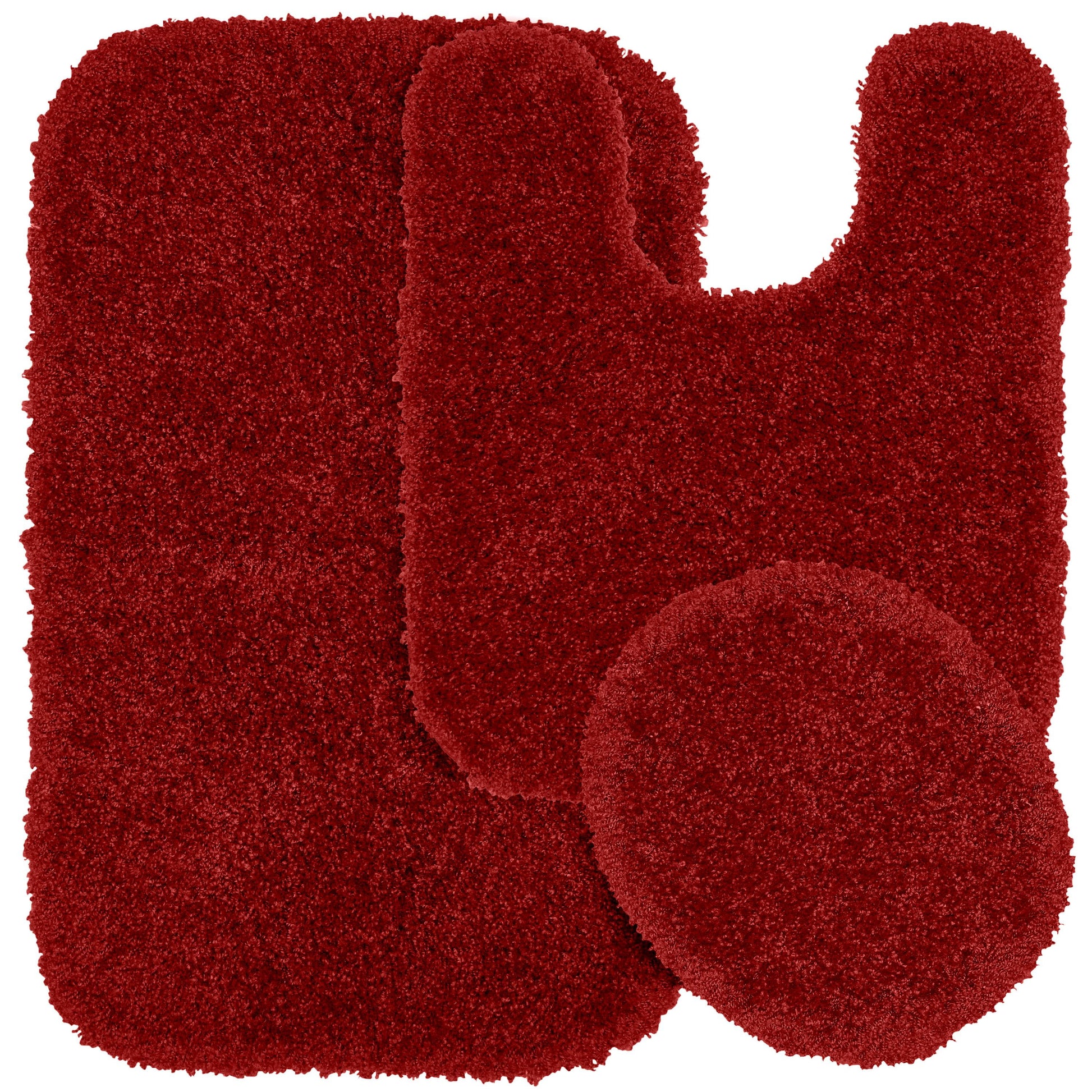 Garland Rug Serendipity Washable Nylon Bath Rug Set, 3 Piece Set (21"x34" Bath Rug, Contour Rug, & Toilet Lid) Chili Pepper Red