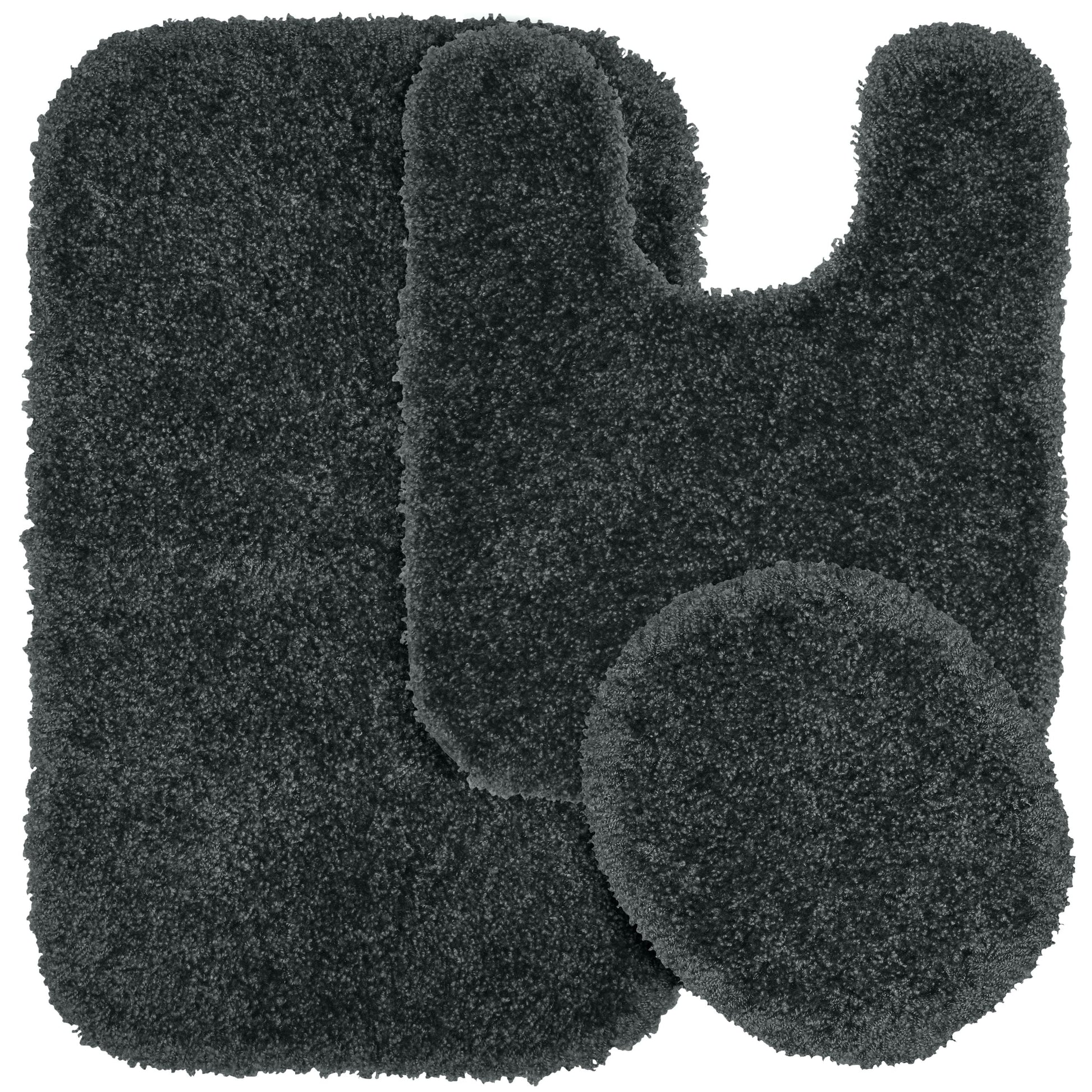 Garland Rug Serendipity Juego de Tapetes de BaÃ±o de Nailon Lavable, Juego de 3 Piezas (Tapete de BaÃ±o de 21"x34", Tapete Contorneado y Tapa de Inodoro) Gris Oscuro