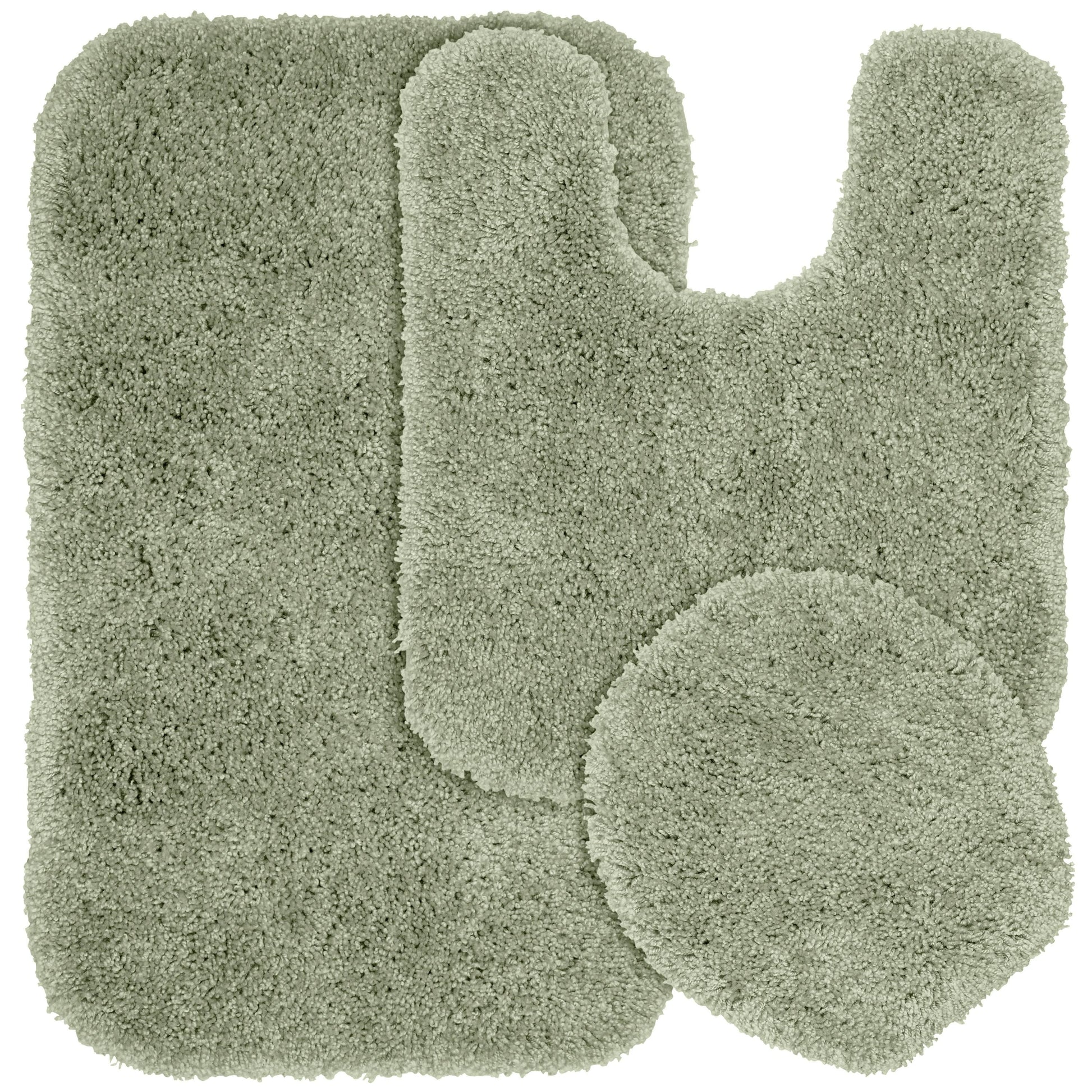 Garland Rug Serendipity Washable Nylon Bath Rug Set, 3 Piece Set (21"x34" Bath Rug, Contour Rug, & Toilet Lid) Deep Fern
