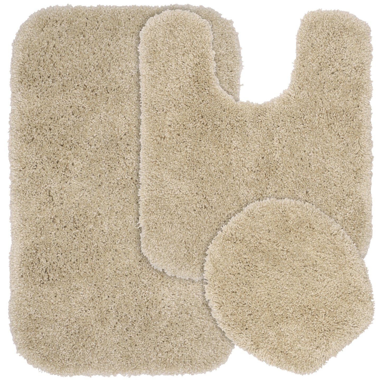 Garland Rug Serendipity Juego de Tapetes de BaÃ±o de Nailon Lavable, Juego de 3 Piezas (Tapete de BaÃ±o de 21"x34", Tapete Contorneado y Tapa de Inodoro) Lino