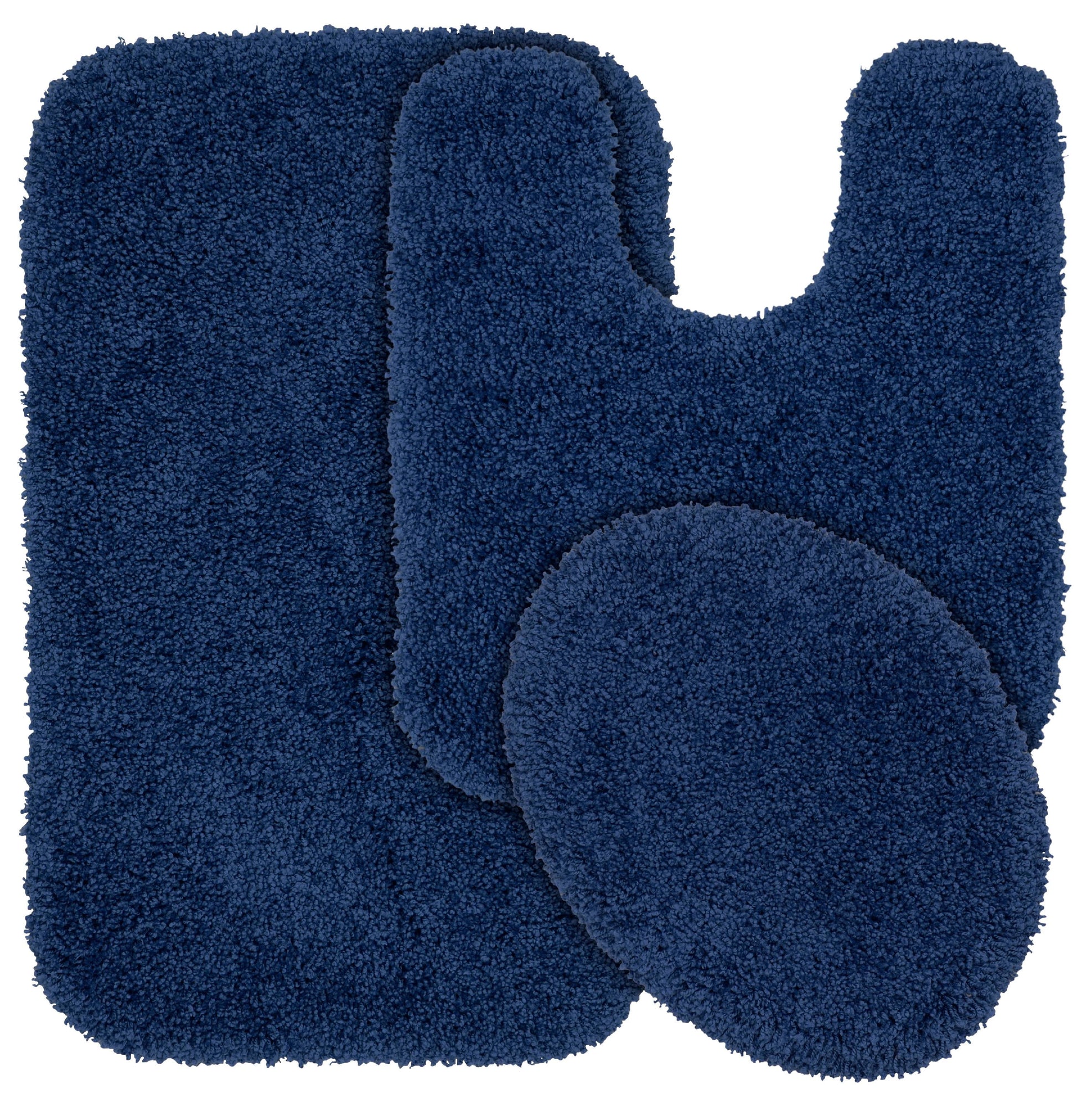 Garland Rug Serendipity Washable Nylon Bath Rug Set, 3 Piece Set (21"x34" Bath Rug, Contour Rug, & Toilet Lid) Navy