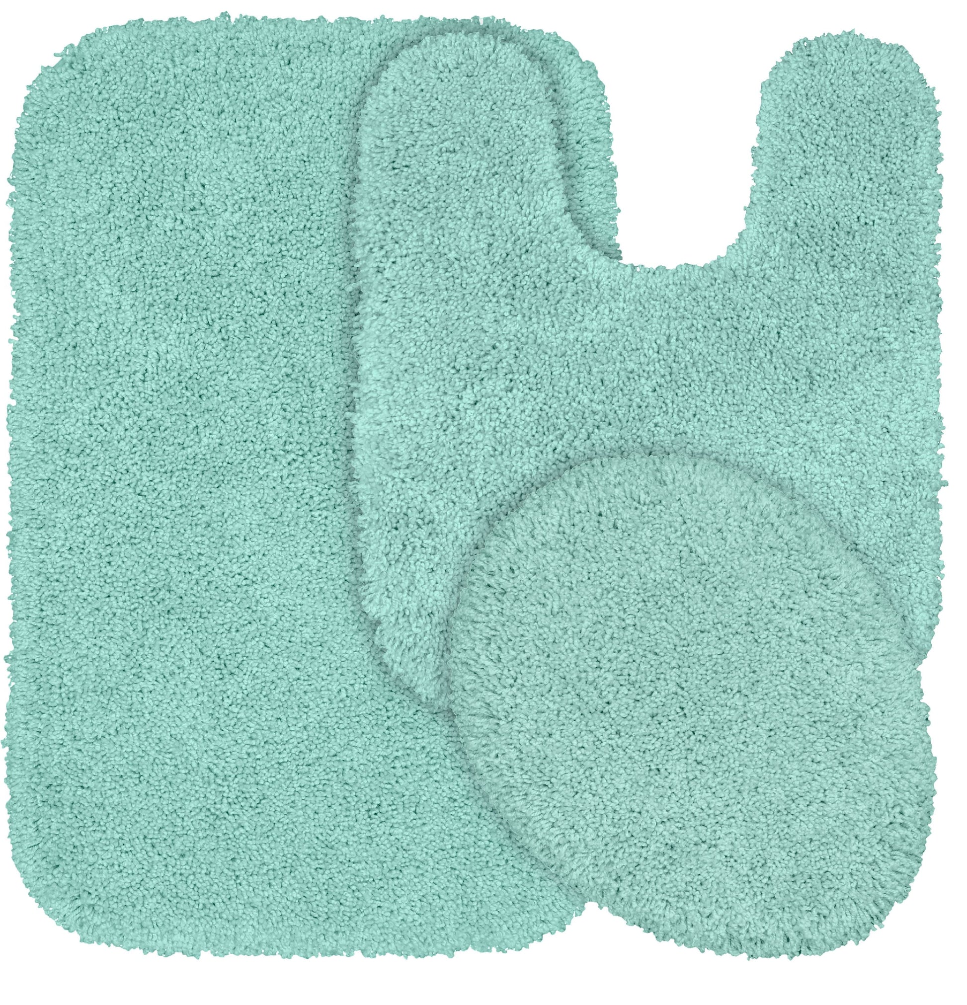 Garland Rug Serendipity Washable Nylon Bath Rug Set, 3 Piece Set (21"x34" Bath Rug, Contour Rug, & Toilet Lid) Sea Foam