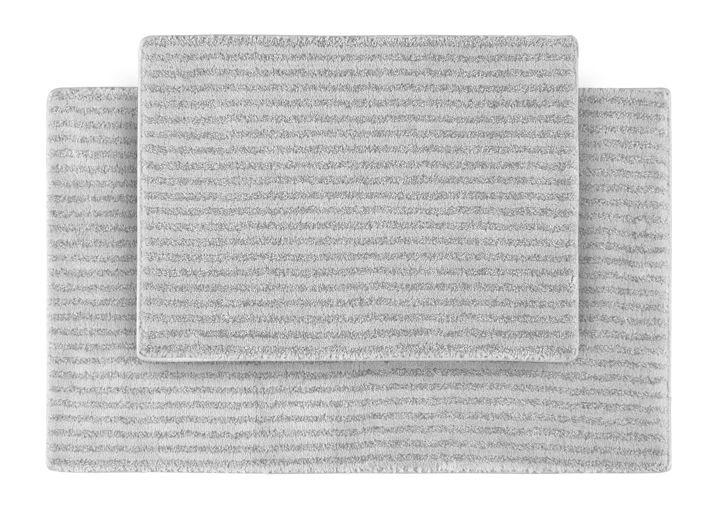 Garland Rug Sheridan Washable Nylon Bath Rug Set, 2 Piece Set (17"x24" Bath Rug, & 21"x34" Bath Rug) Platinum Gray