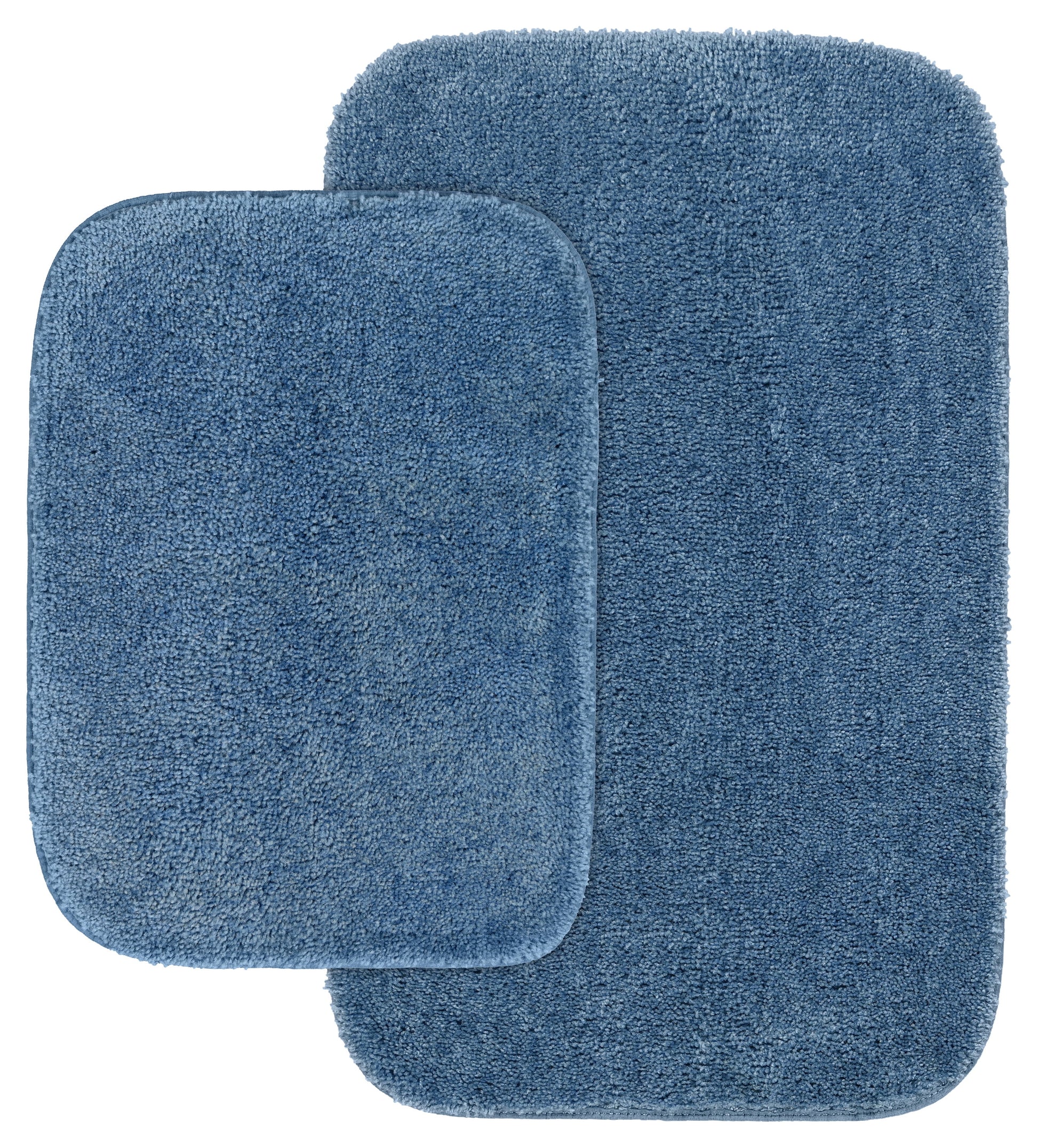 Garland Rug Traditional Washable Bath Rug Set, 2 Piece Set (17"x24" Bath Rug, & 21"x34" Bath Rug) Basin Blue