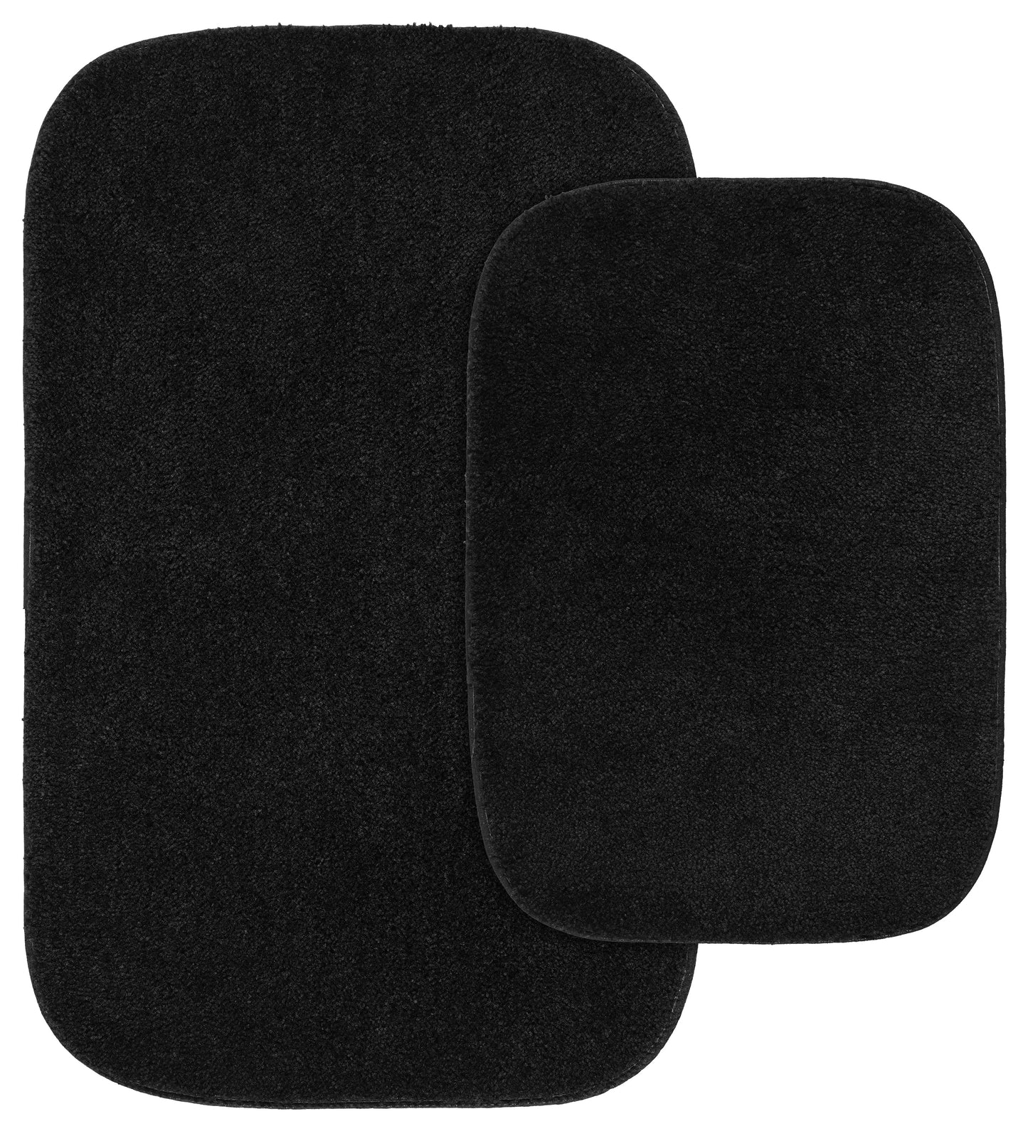 Garland Rug Traditional Washable Bath Rug Set, 2 Piece Set (17"x24" Bath Rug, & 21"x34" Bath Rug) Black
