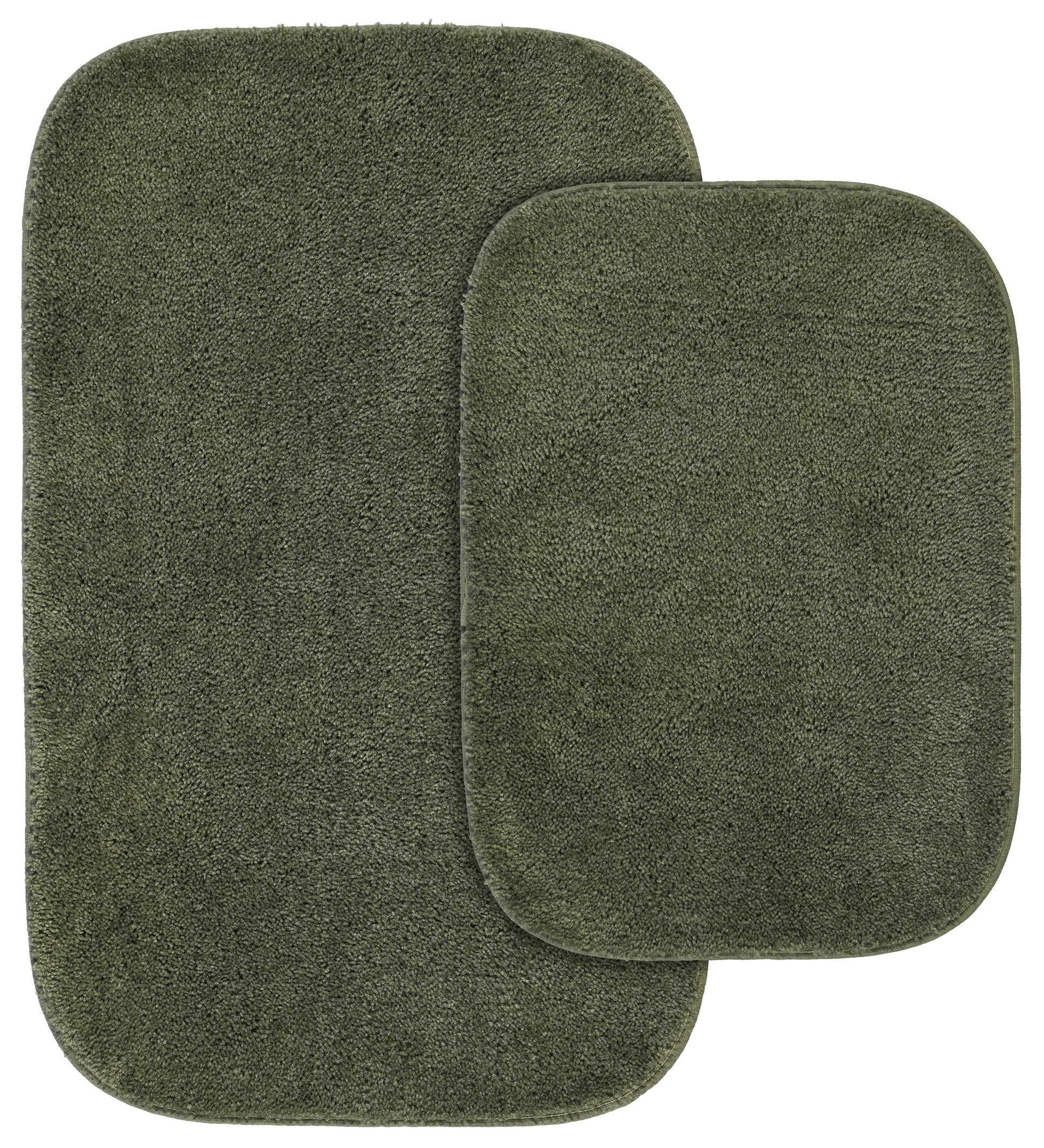 Garland Rug Traditional Washable Bath Rug Set, 2 Piece Set (17"x24" Bath Rug, & 21"x34" Bath Rug) Deep Fern