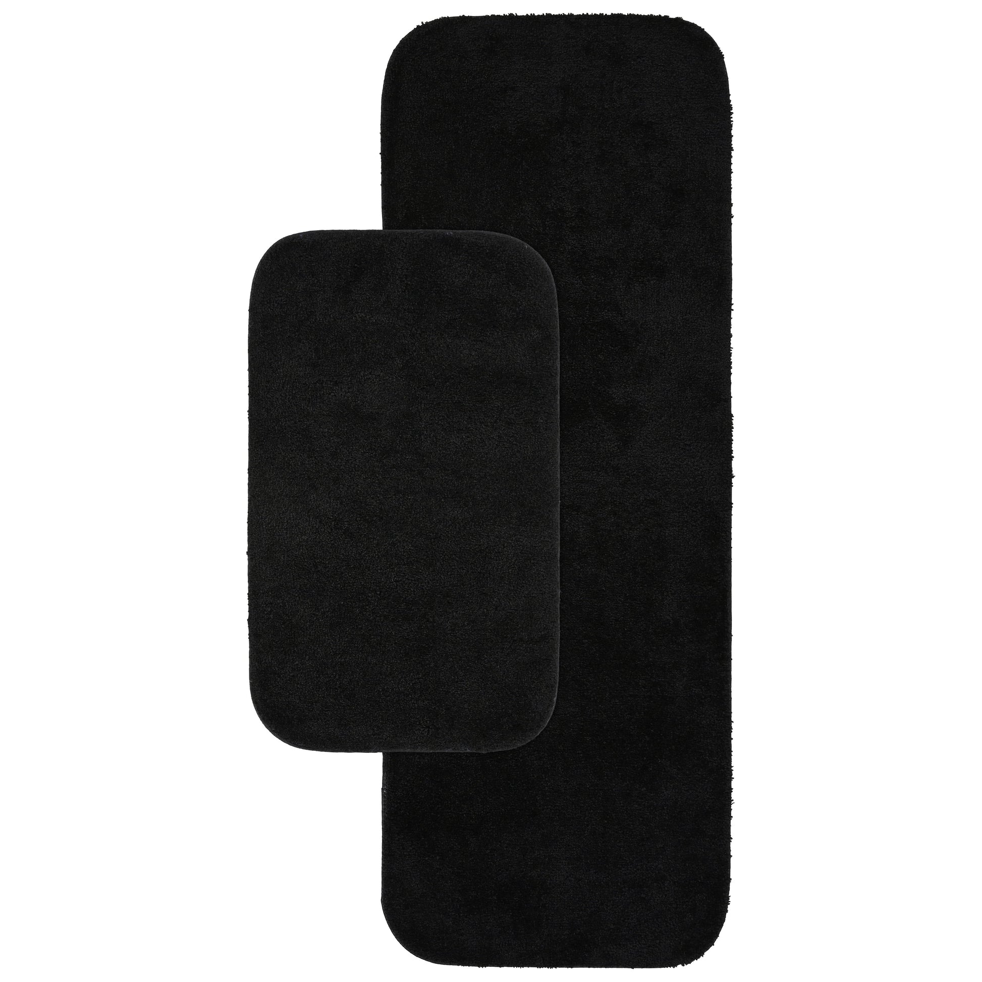Garland Rug Traditional Washable Bath Rug Set, 2-Piece Set (21"x34" Bath Rug, & 22"x60" Runner) Black