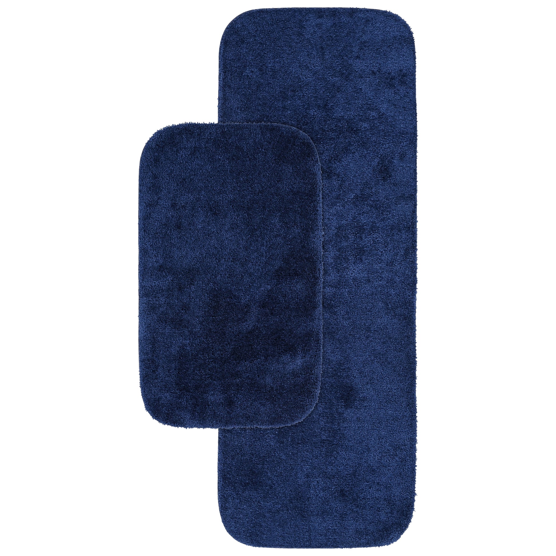 Garland Rug Traditional Washable Bath Rug Set, 2-Piece Set (21"x34" Bath Rug, & 22"x60" Runner) Navy
