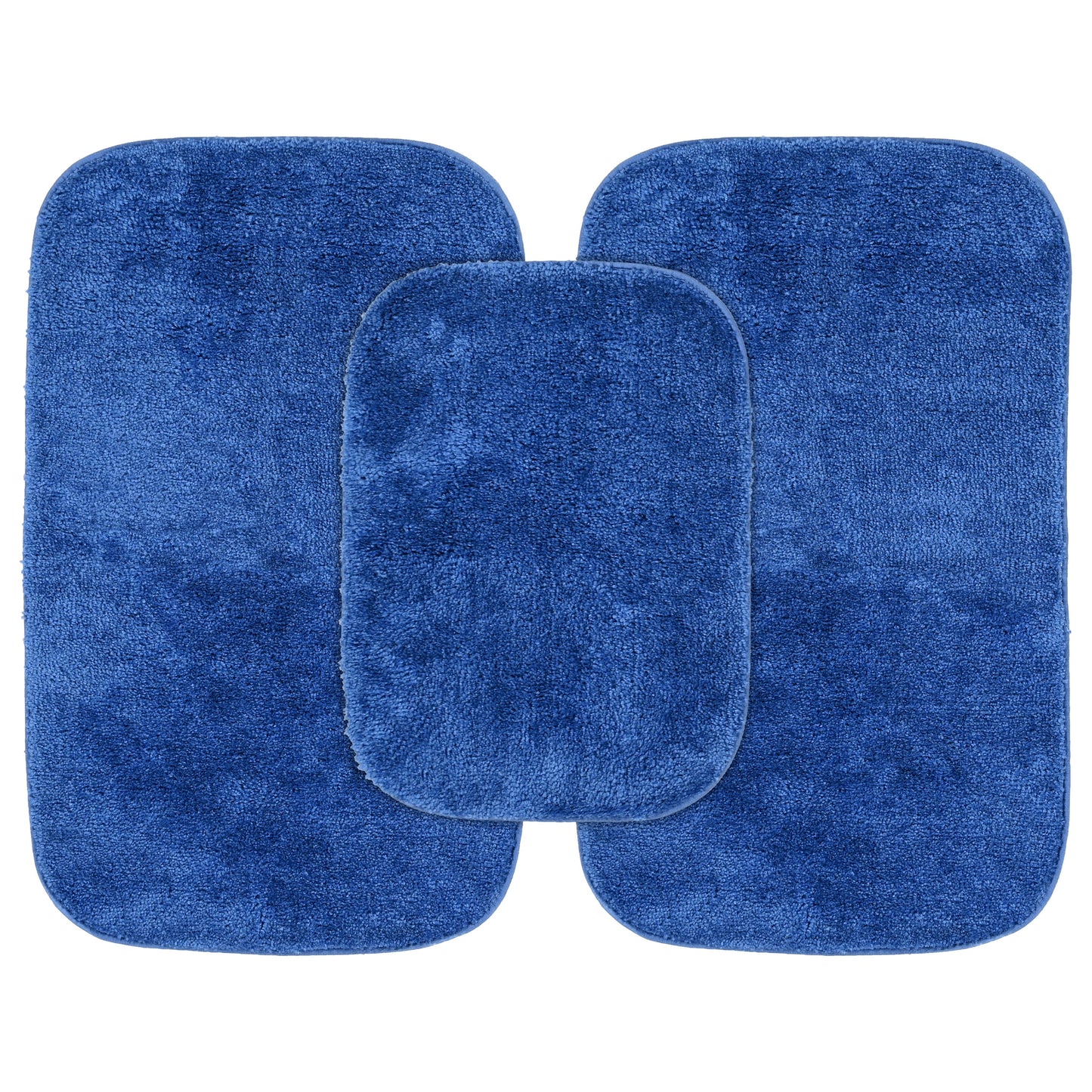 Garland Rug Traditional Washable Bath Rug Set, 3-Piece Set (17"x24" Bath Rug and Two 21"x34" Bath Rugs) Electric Blue