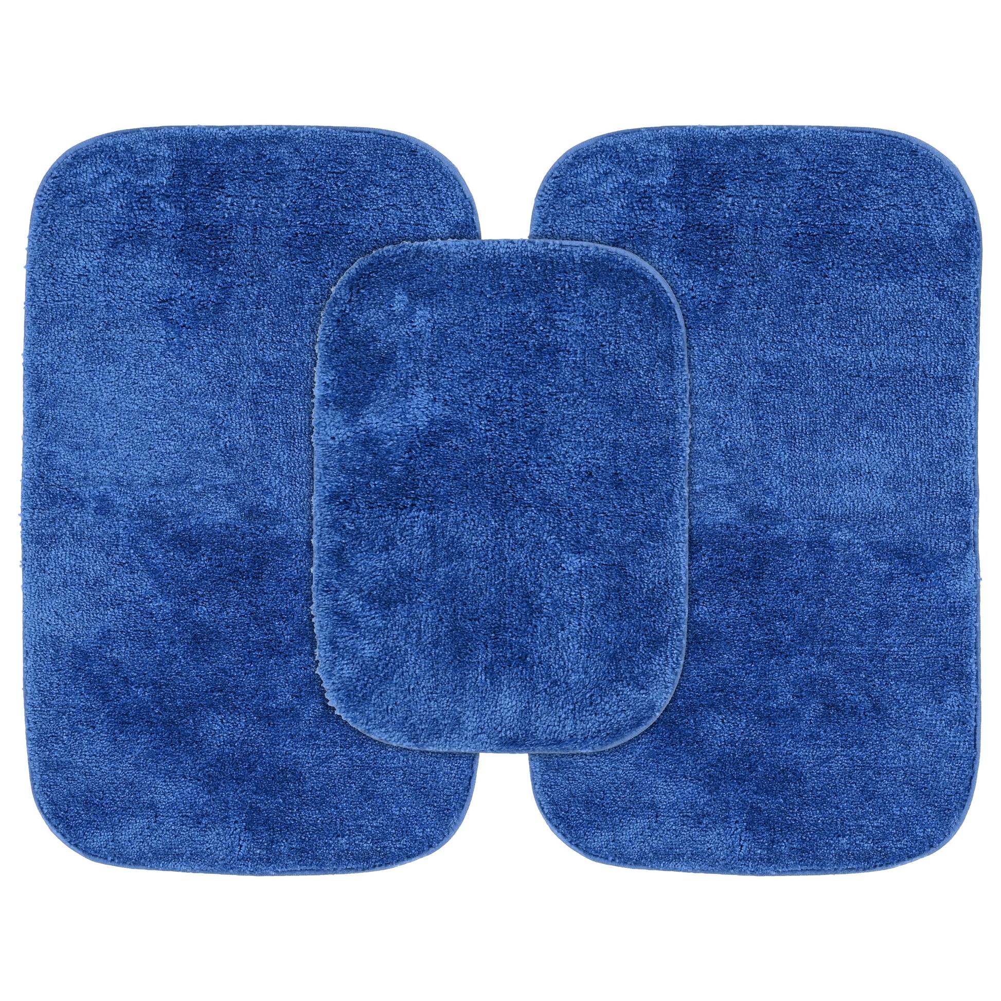Garland Rug Traditional Washable Bath Rug Set, 3-Piece Set (17"x24" Bath Rug and Two 21"x34" Bath Rugs) Electric Blue