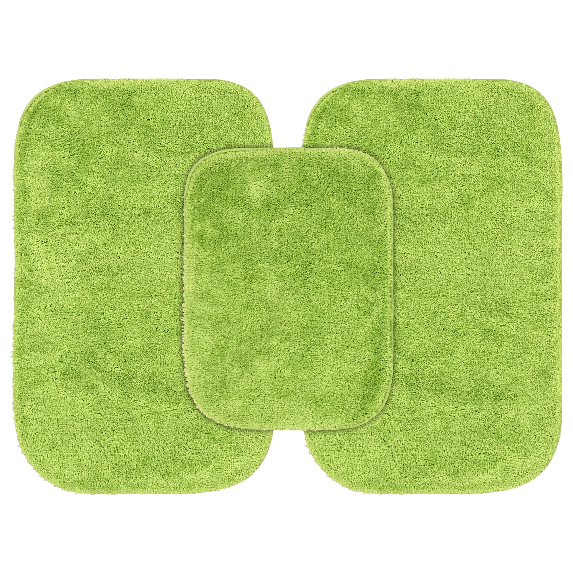 Garland Rug Traditional Washable Bath Rug Set, 3-Piece Set (17"x24" Bath Rug and Two 21"x34" Bath Rugs) Lime-Aid