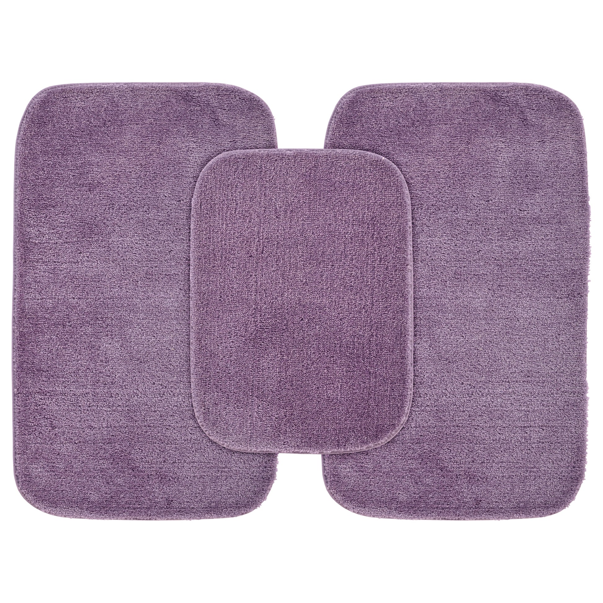 Garland Rug Traditional Washable Bath Rug Set, 3-Piece Set (17"x24" Bath Rug and Two 21"x34" Bath Rugs) Purple