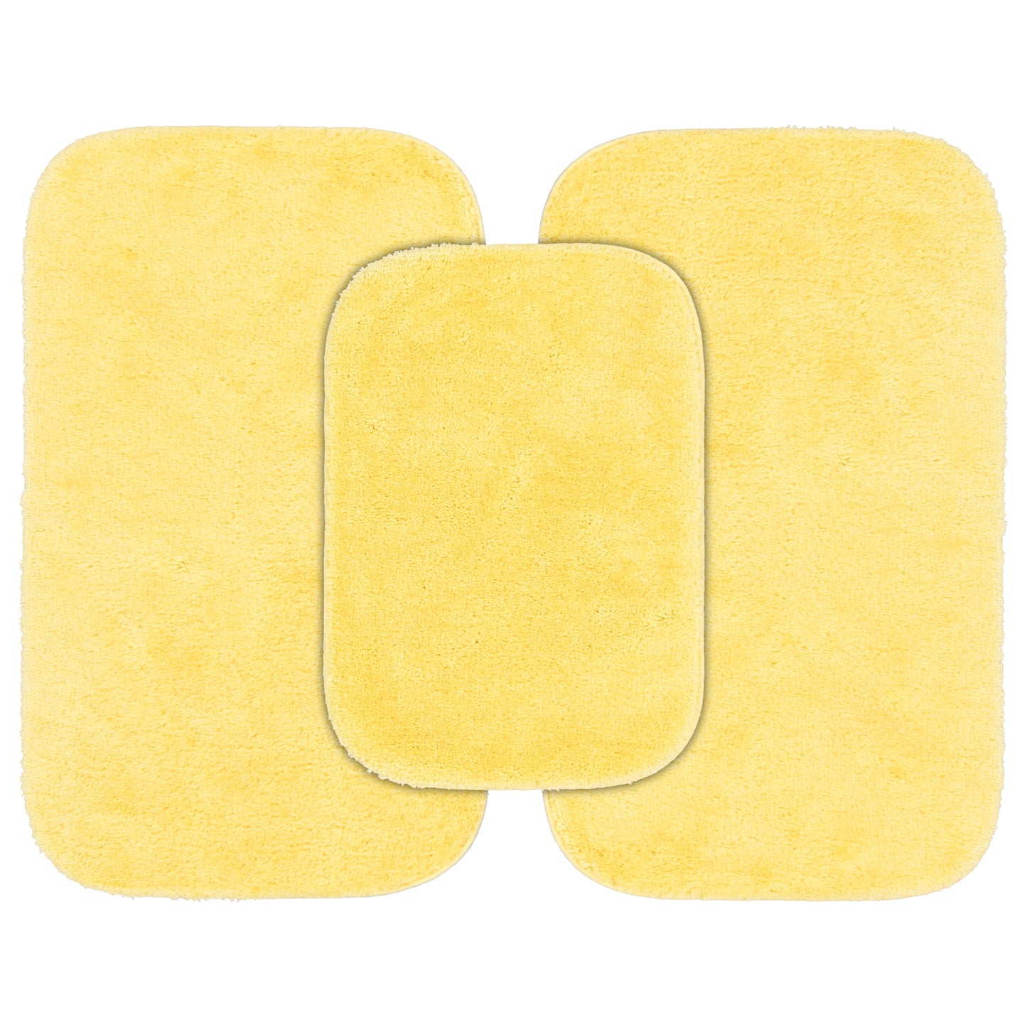 Garland Rug Traditional Washable Bath Rug Set, 3-Piece Set (17"x24" Bath Rug and Two 21"x34" Bath Rugs) Rubber Ducky Yellow