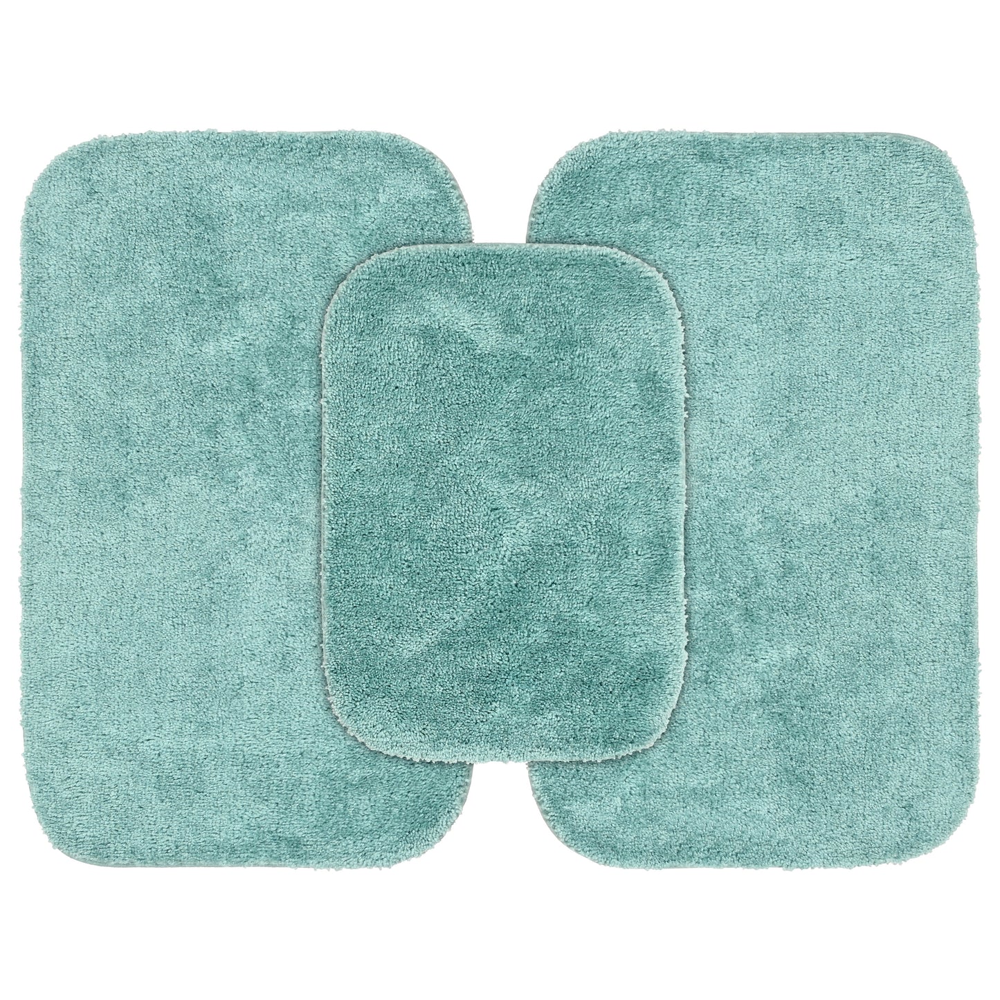 Garland Rug Traditional Washable Bath Rug Set, 3-Piece Set (17"x24" Bath Rug and Two 21"x34" Bath Rugs) Sea Foam