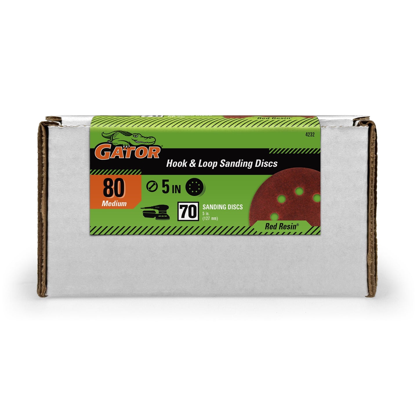 Gator 5-inch 8-Hole Hook and Loop Red Resin Multi-Surface Sanding Disc 80 Grit 70 Pack