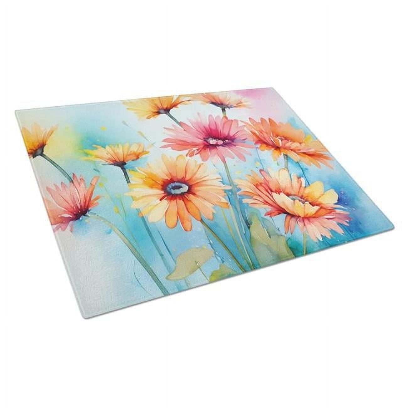 Orchids in Watercolor Glass Cutting Board Large 12 in x 15 in