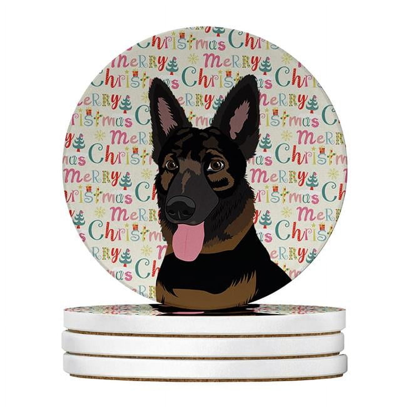 German Shepherd Bicolor Christmas Large Sandstone Coasters Pack of 4 4 in x 4 in