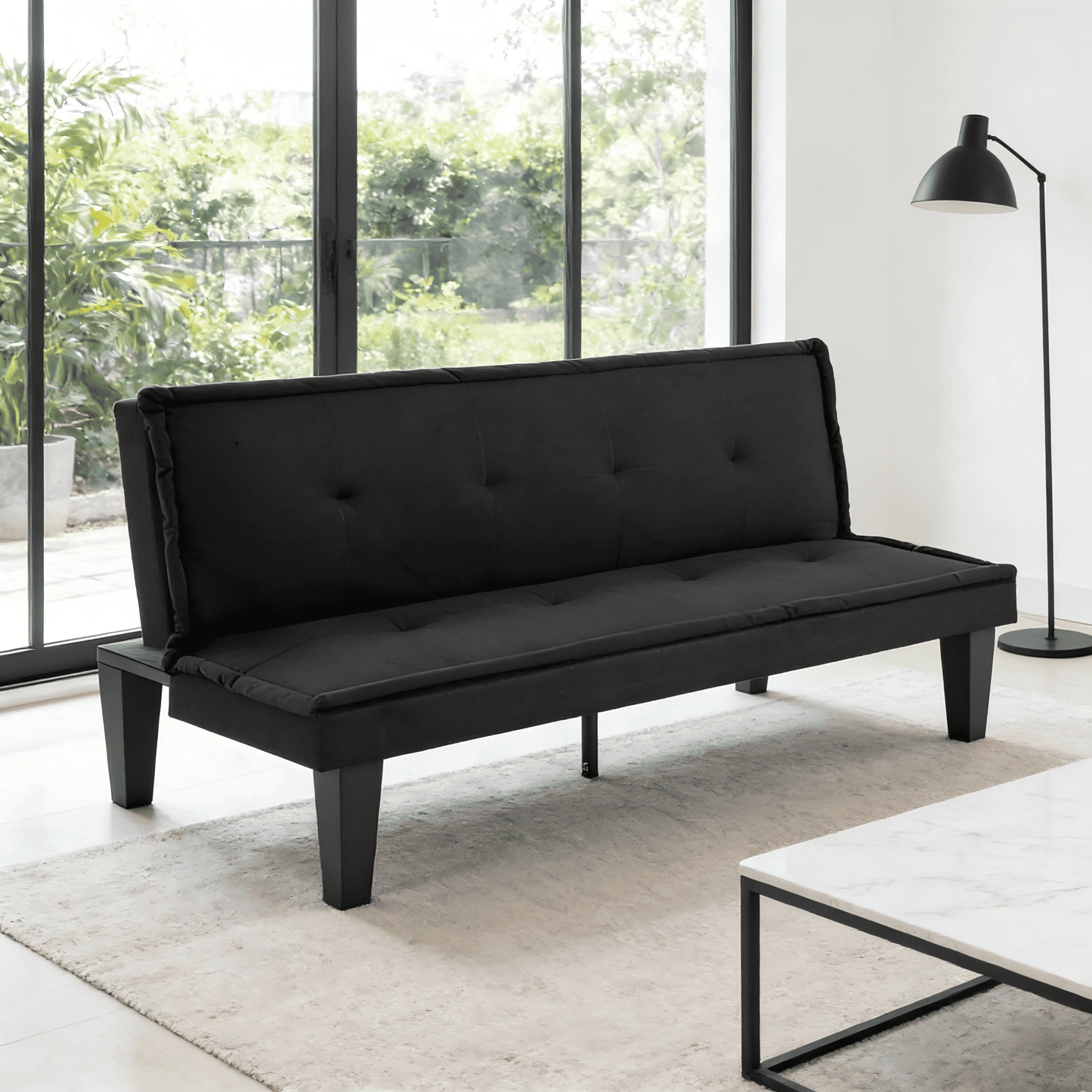 Gewnee 62.99â€Futon Sofa Bed,Folding Loveseat Recliner with 5-level Adjustment,Sleeper Sofa for Apartments,Offices or Guest Rooms.Black