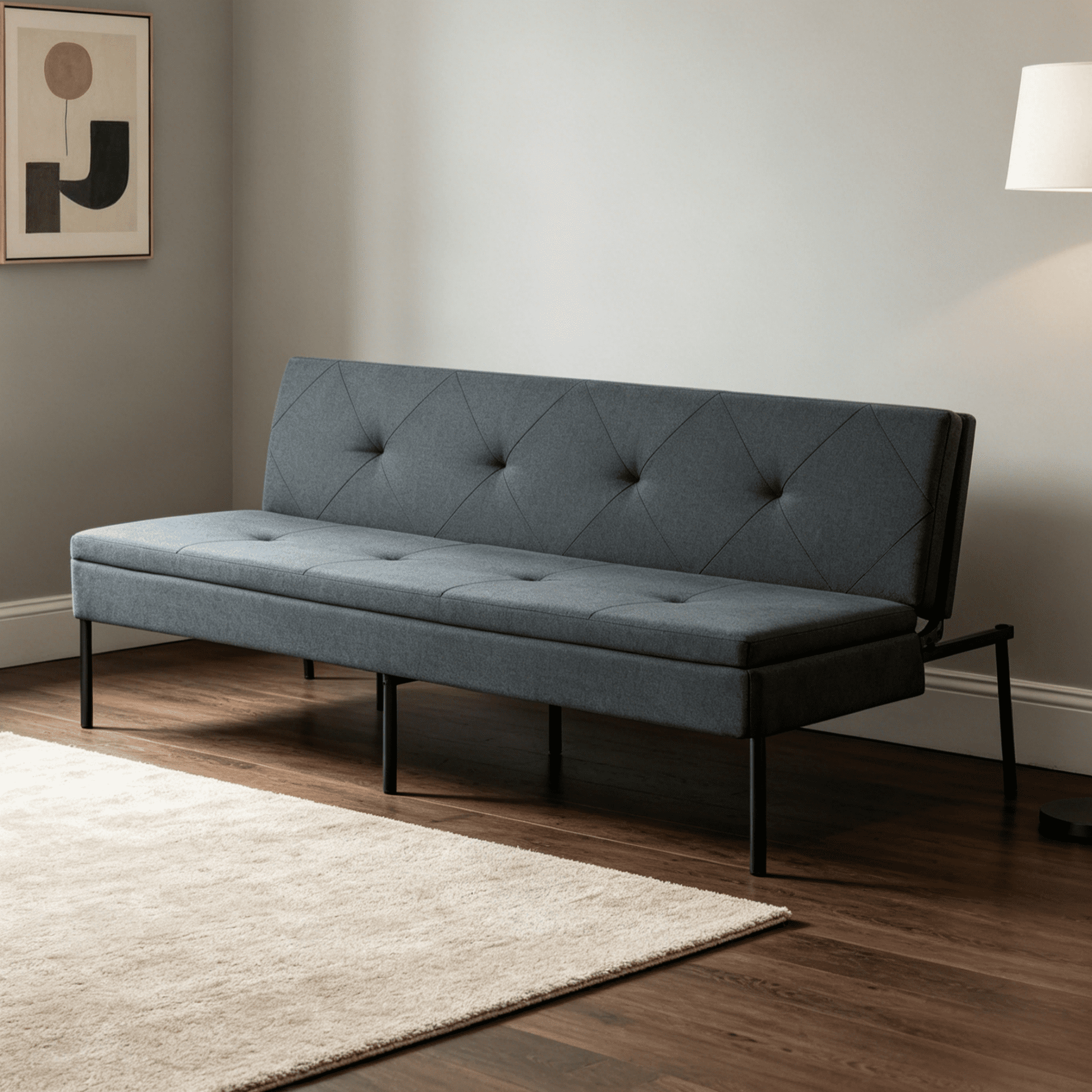 Gewnee 63.39" Futon Sofa Bed,Foldable Sleeper Futon with 5-Position Adjustable,Iron Frame,Folding Sofa Bed for Living Room,Apartment.Dark Grey