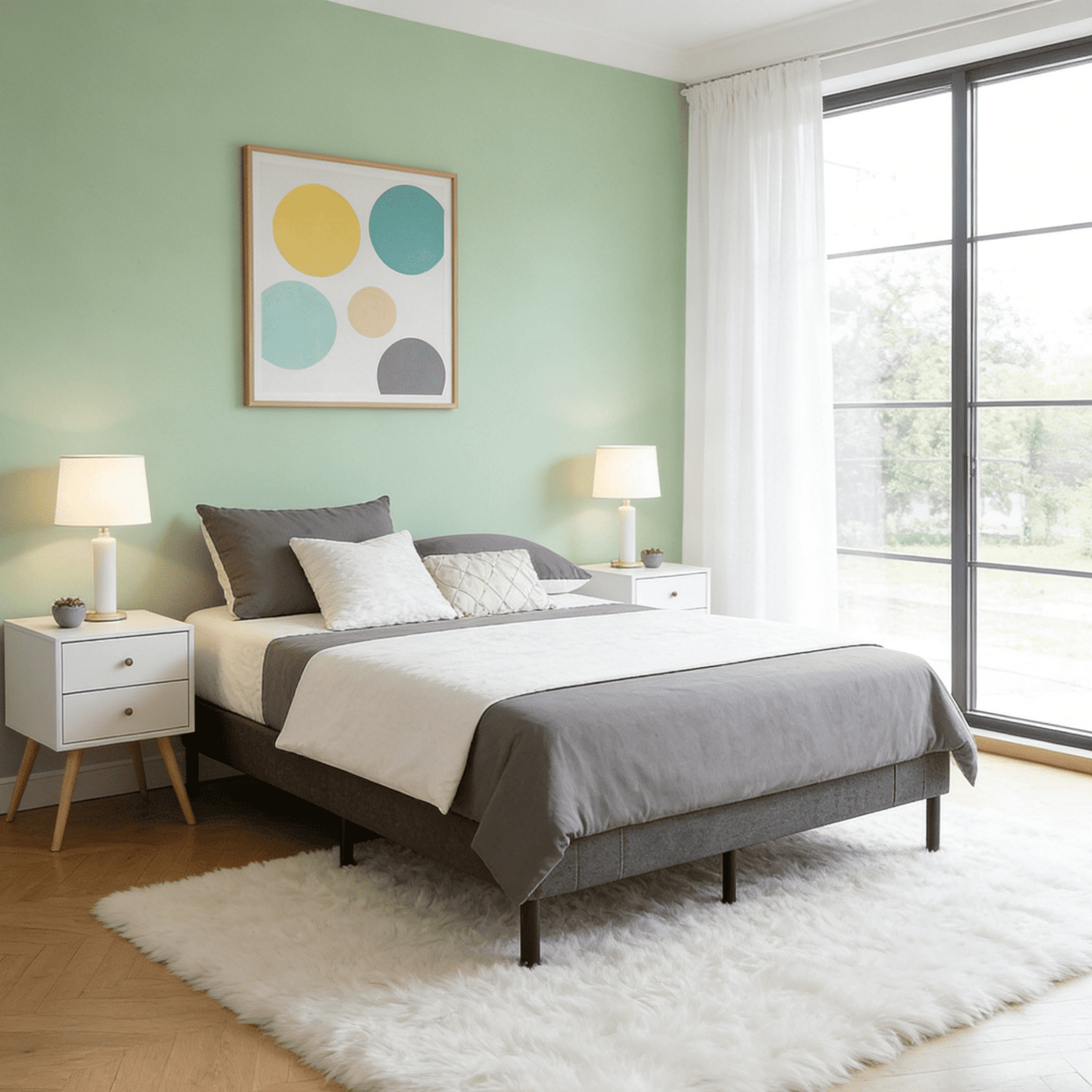 Gewnee King Size Platform Bed Frame with Wood Slats Support,No-Noise,Easy to Assemble,No Box Spring Required,Gray