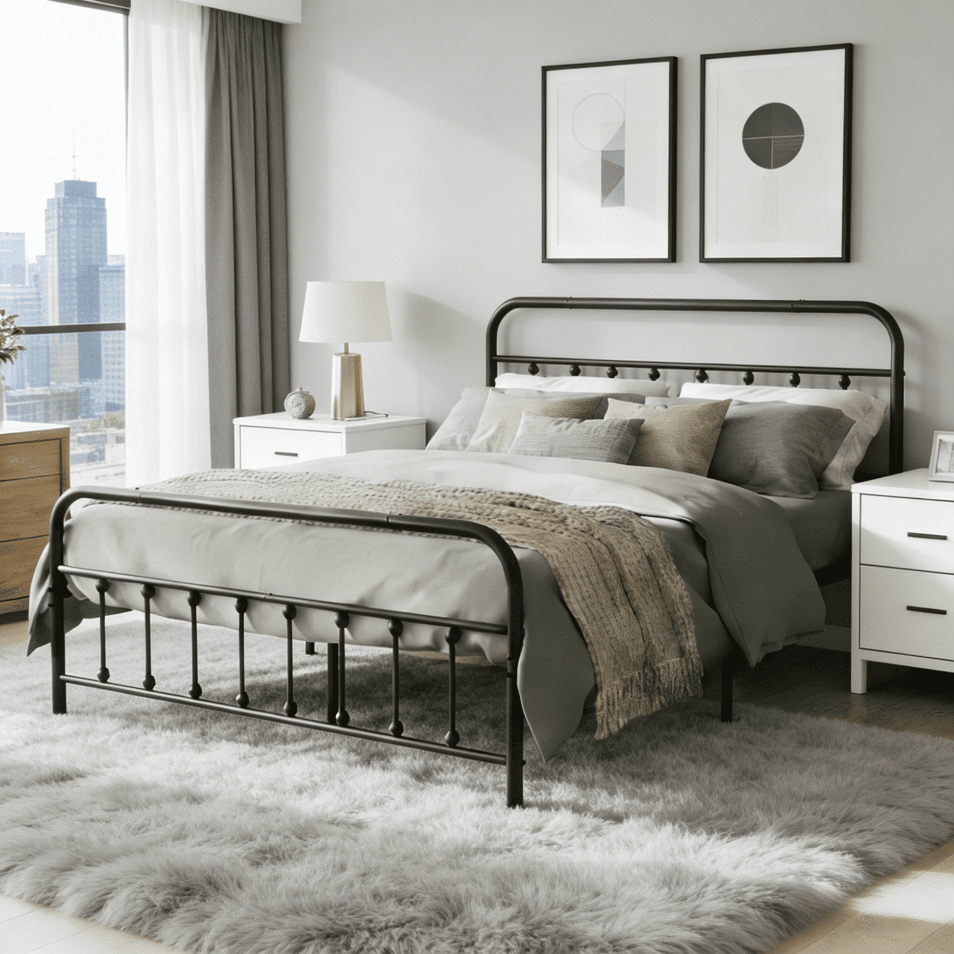 Gewnee Queen Size Metal Bed Frame,Sturdy Steel Slats & Center Support,No Box Spring Needed,Easy Assembly,Under-Bed Storage