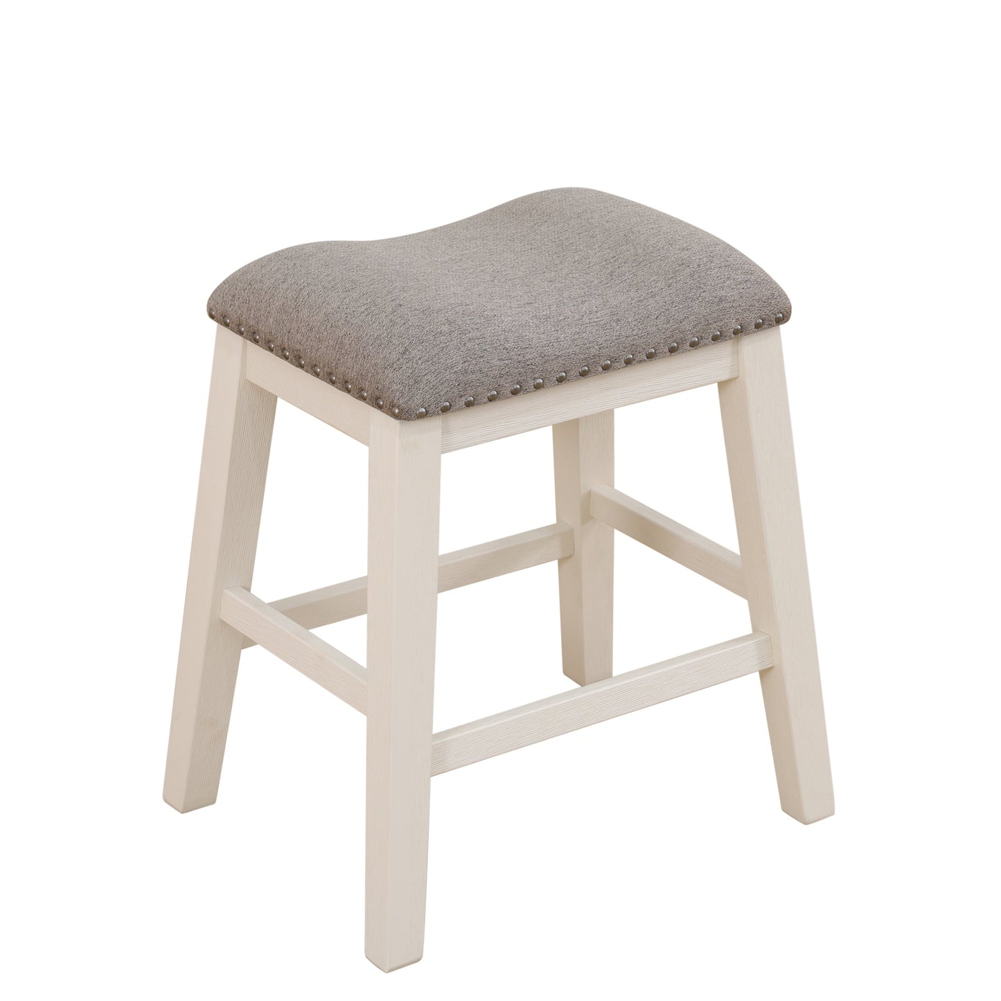 Gewnee Solid Wood 24" Counter Height Bar Stools Saddle Bar Stool,Gray