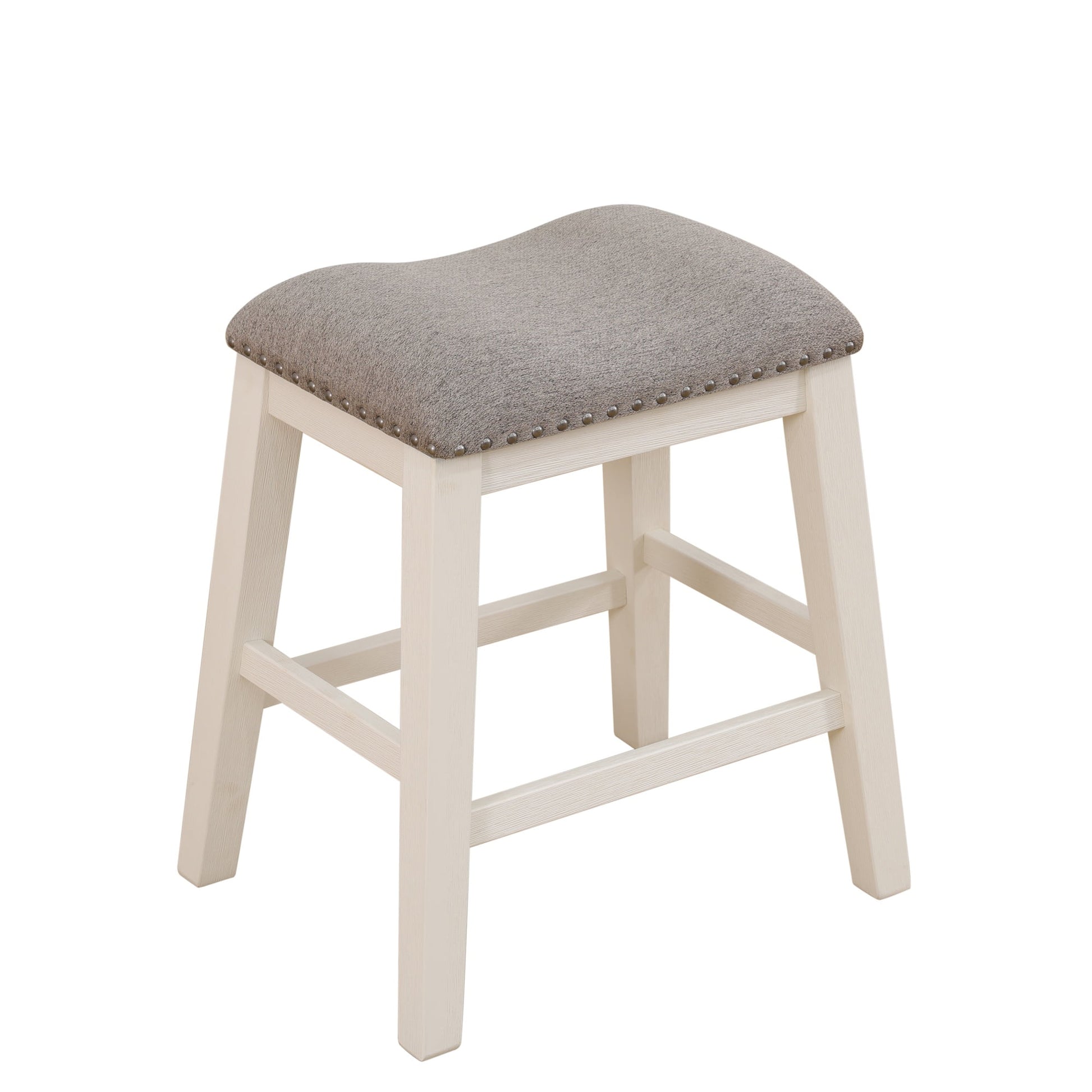 Gewnee Solid Wood 24" Counter Height Bar Stools Saddle Bar Stool,Gray